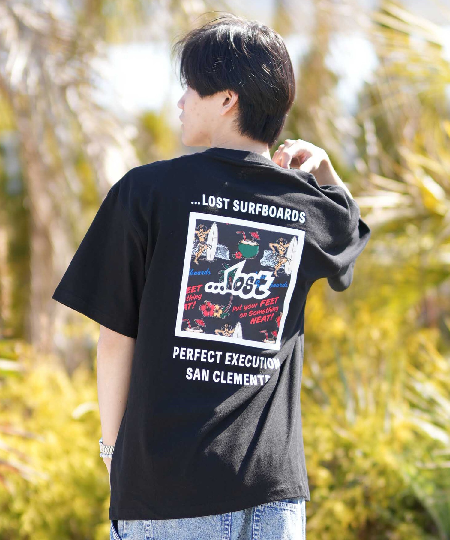 LOST ロスト 半袖 Tシャツ メンズ バックプリント MEYHEM FINE CURVES