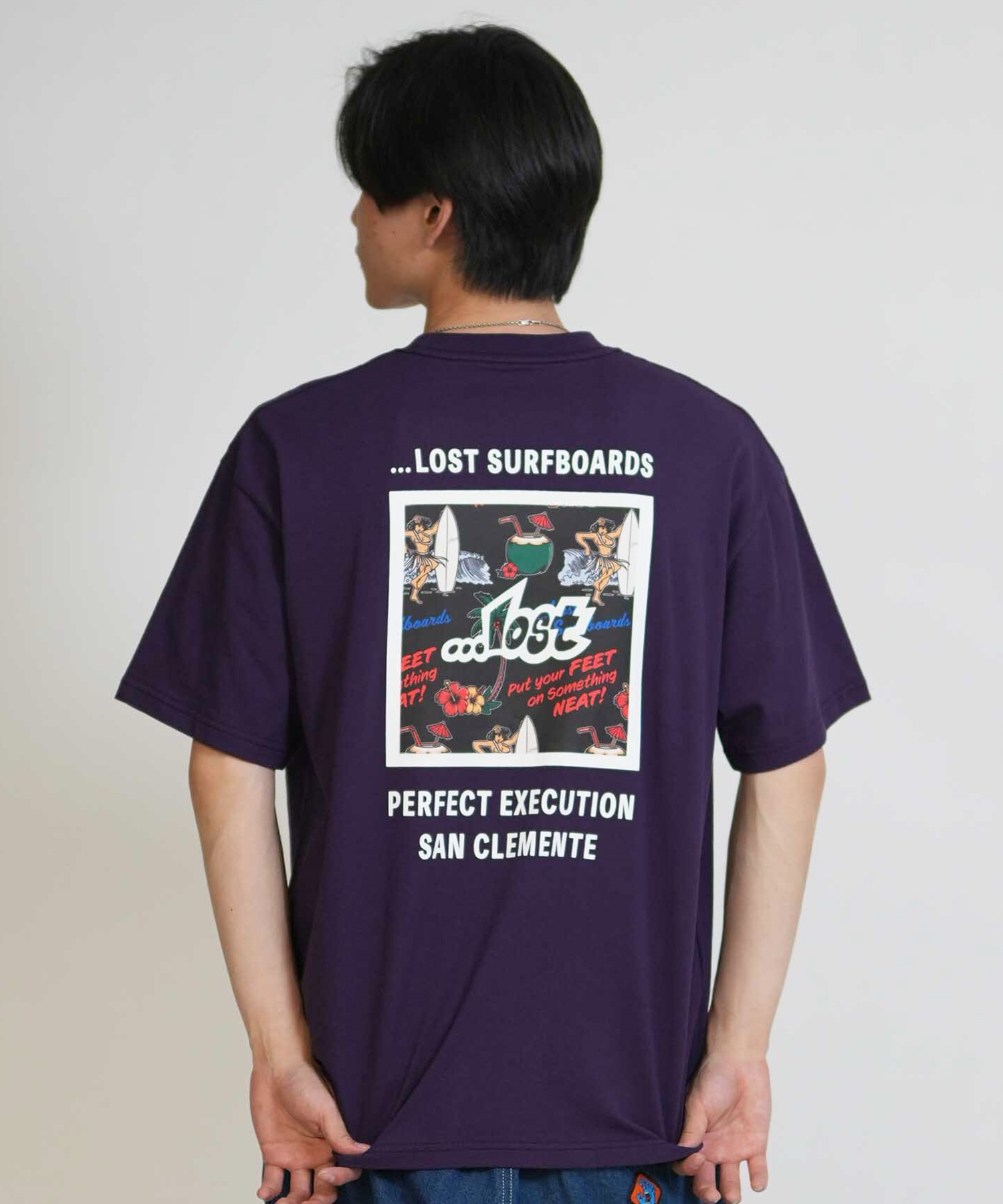 LOST ロスト 半袖 Tシャツ メンズ バックプリント MEYHEM FINE CURVES