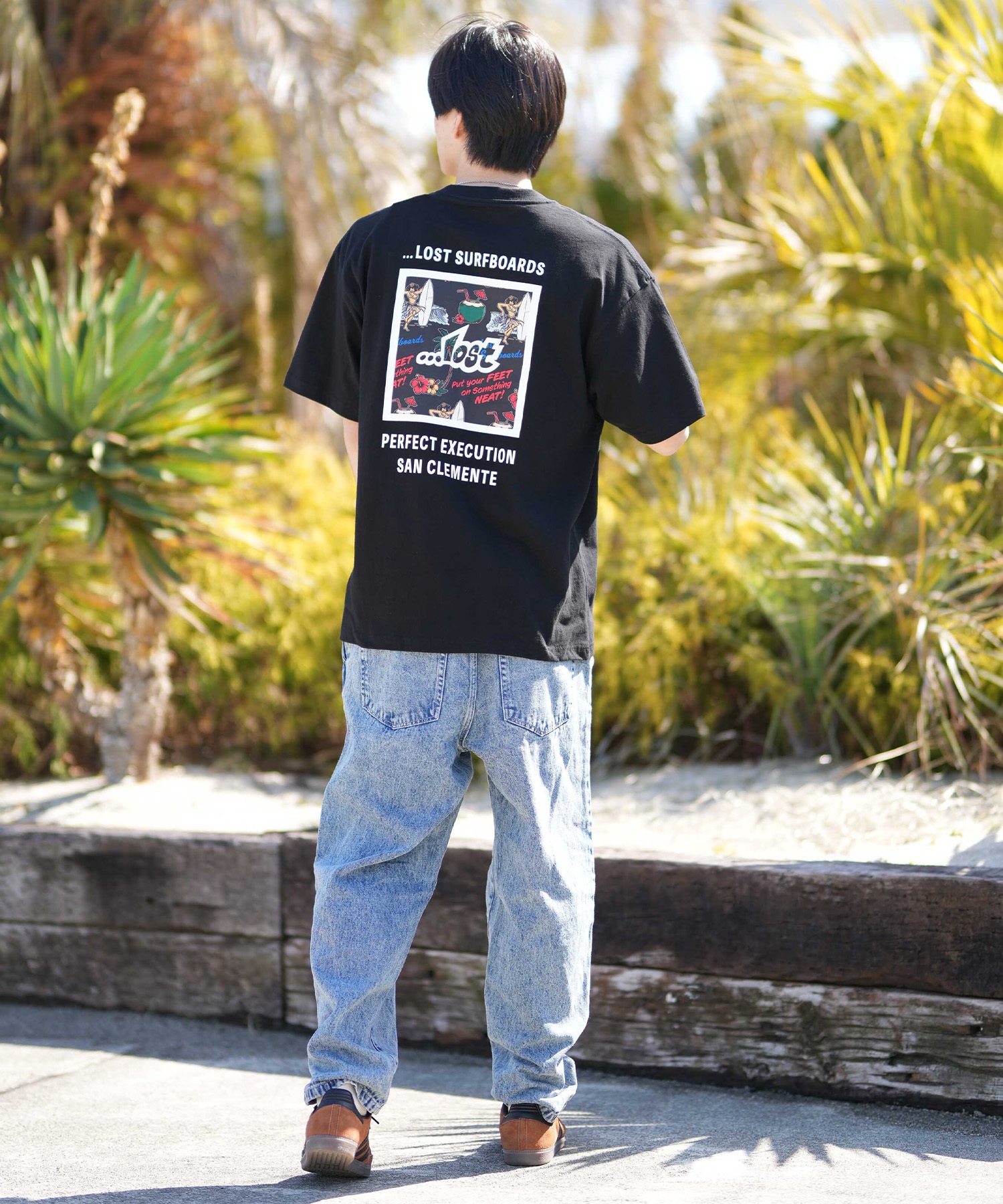 LOST ロスト 半袖 Tシャツ メンズ バックプリント MEYHEM FINE CURVES