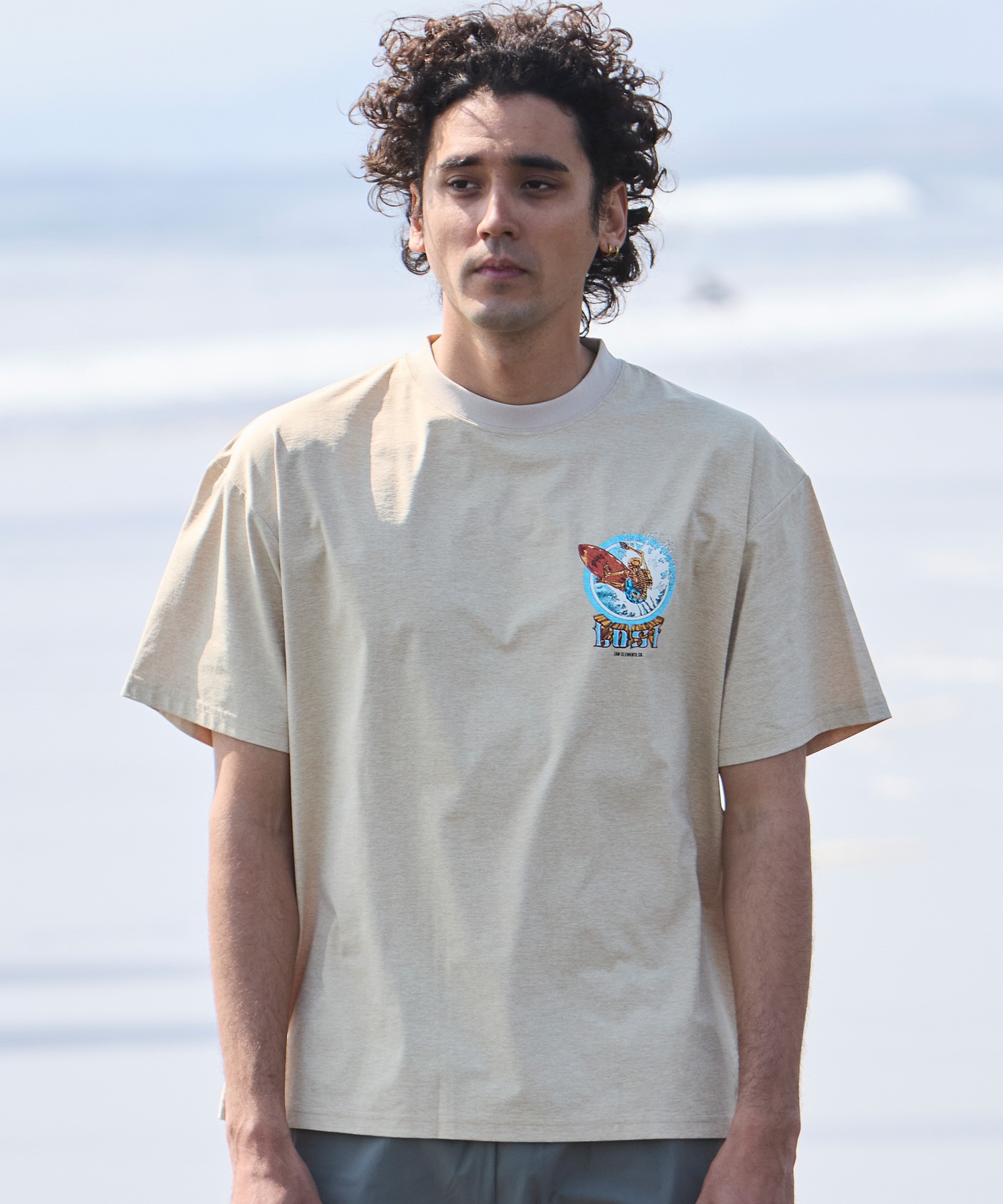 LOST ロスト 水着 ラッシュガード メンズ 半袖 Tシャツ UVカット 速乾 ストレッチ 水陸両用 LM6S-4305(WHT-M)