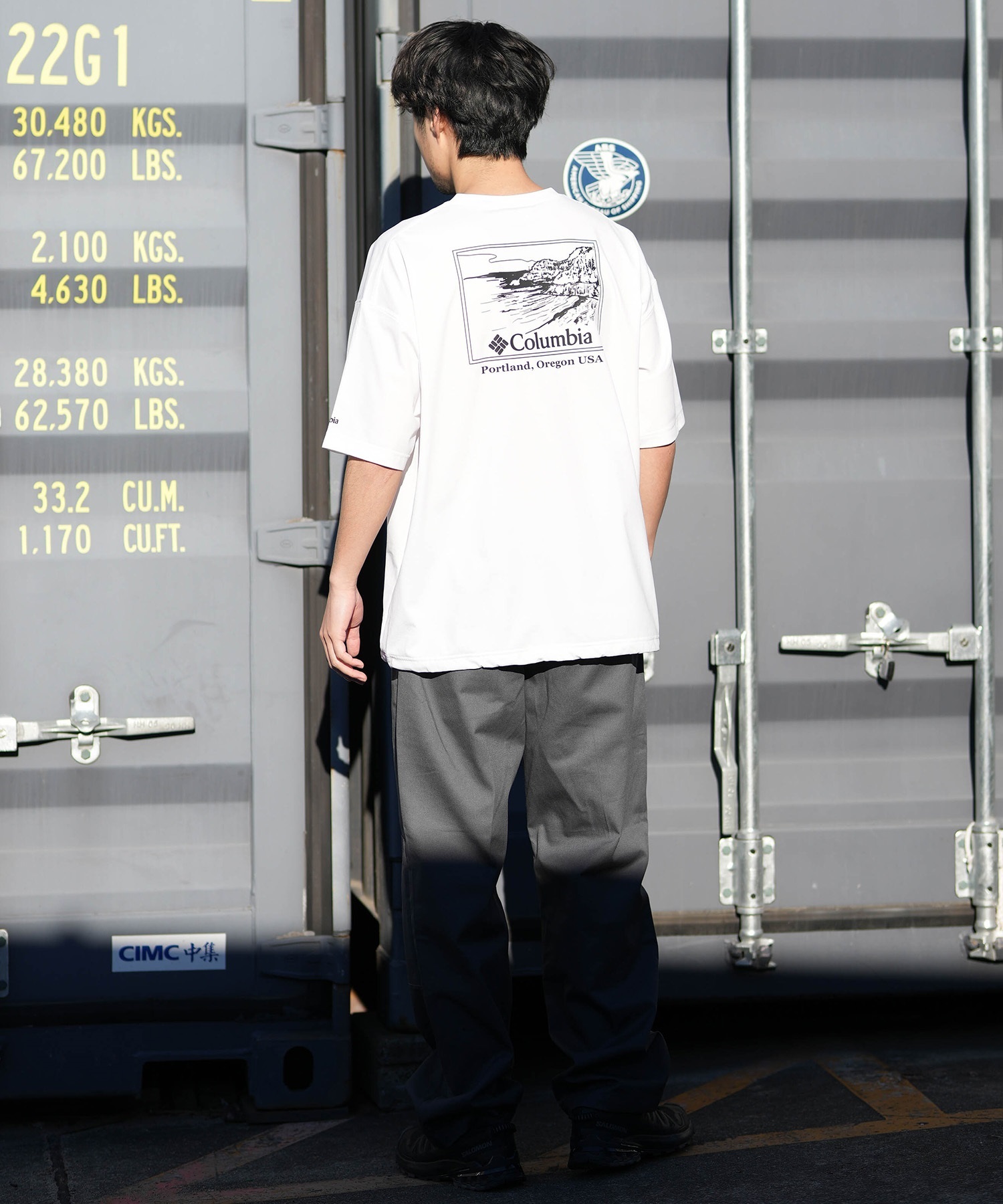 Columbia コロンビア 半袖 Tシャツ メンズ バックプリント 吸湿速乾 UV