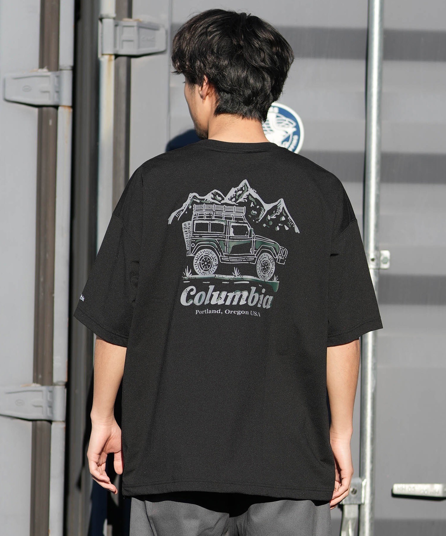 Columbia コロンビア 半袖 Tシャツ メンズ バックプリント 吸湿速乾 UVカット 水陸両用 PM0938 ムラサキスポーツ限定(039-S)