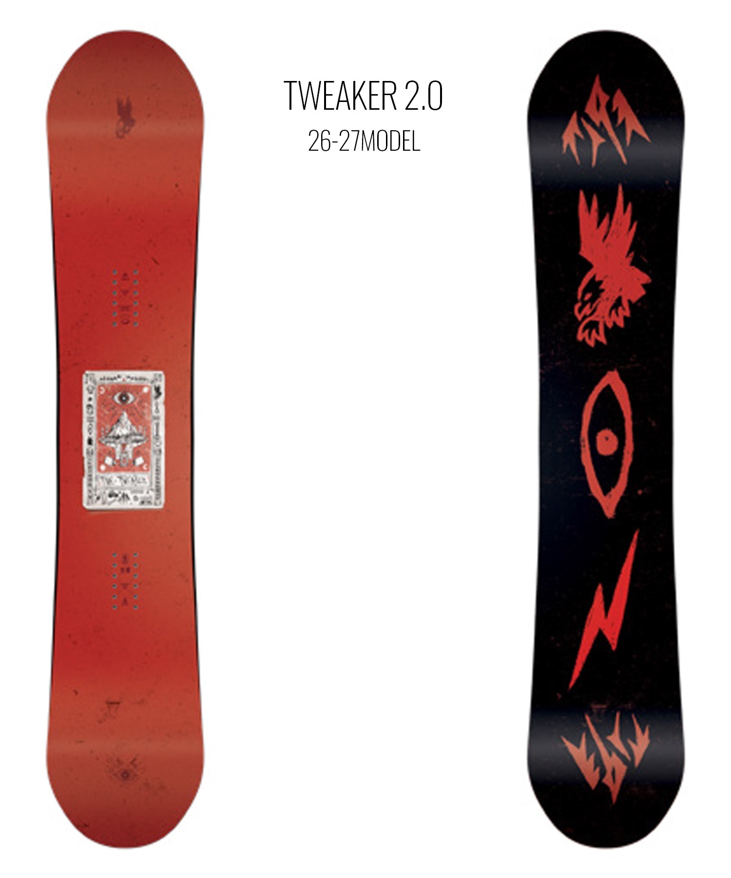 値下げ！RIDE スノーボード 赤 目のデザイン JONES ジョーンズ トゥイーカー 2.0 TWEAKER 2.0 スノーボード 板