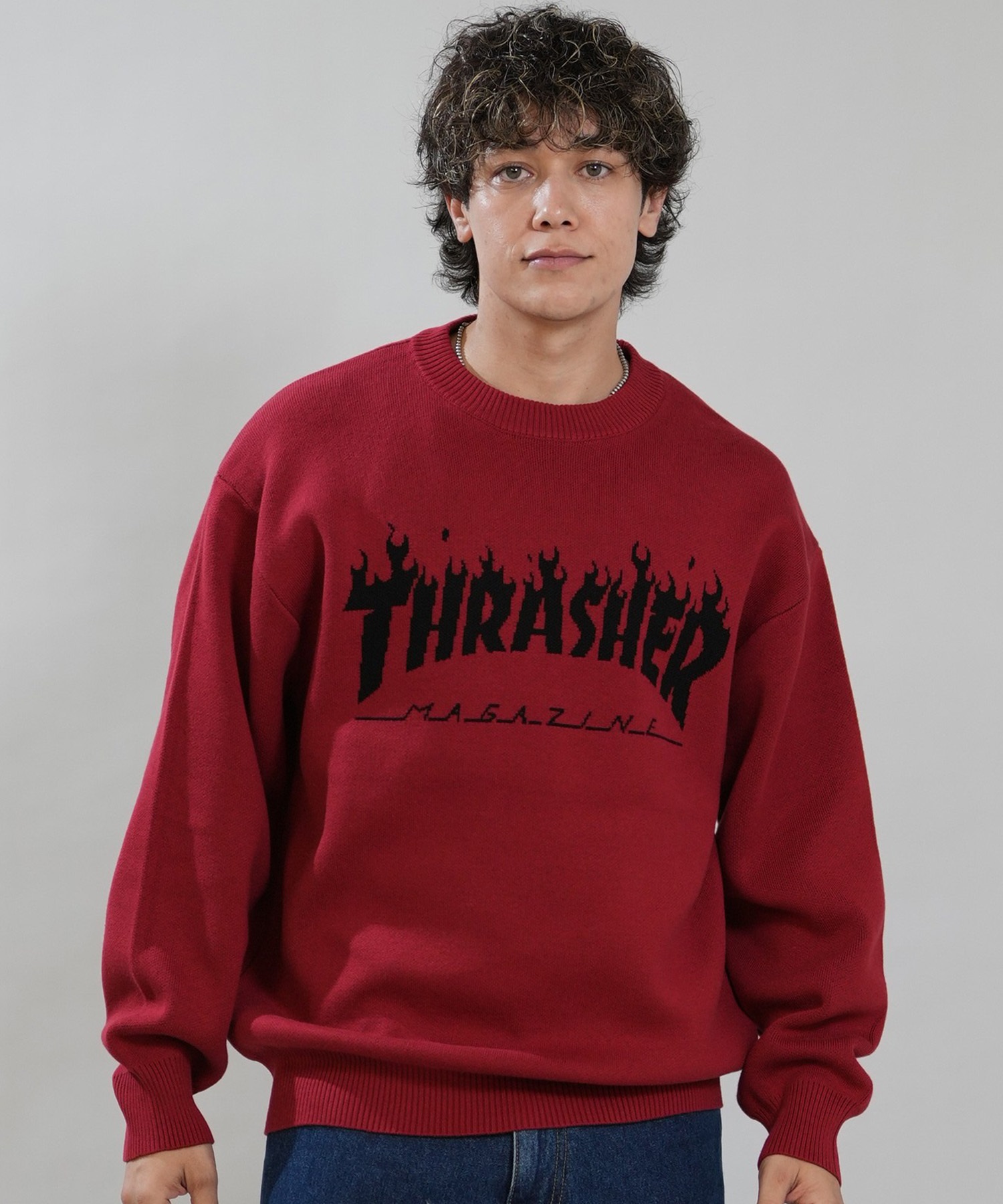 THRASHER スラッシャー ニット セーター メンズ ロゴ JQDニット 264TH1KN103 ムラサキスポーツ限定