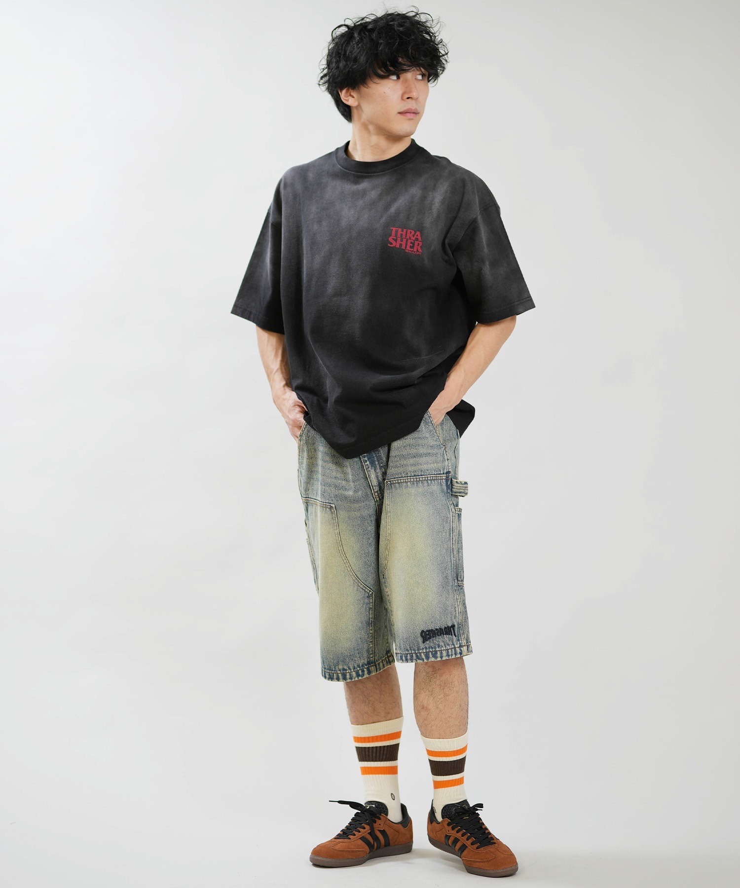 THRASHER スラッシャー 半袖 Tシャツ メンズ バックプリント 古着風