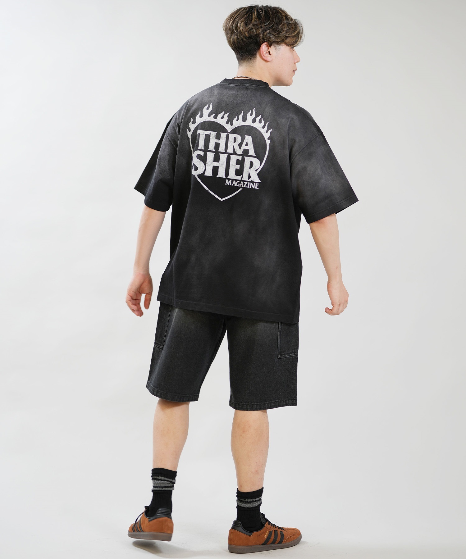 THRASHER スラッシャー 半袖 Tシャツ メンズ バックプリント 古着風