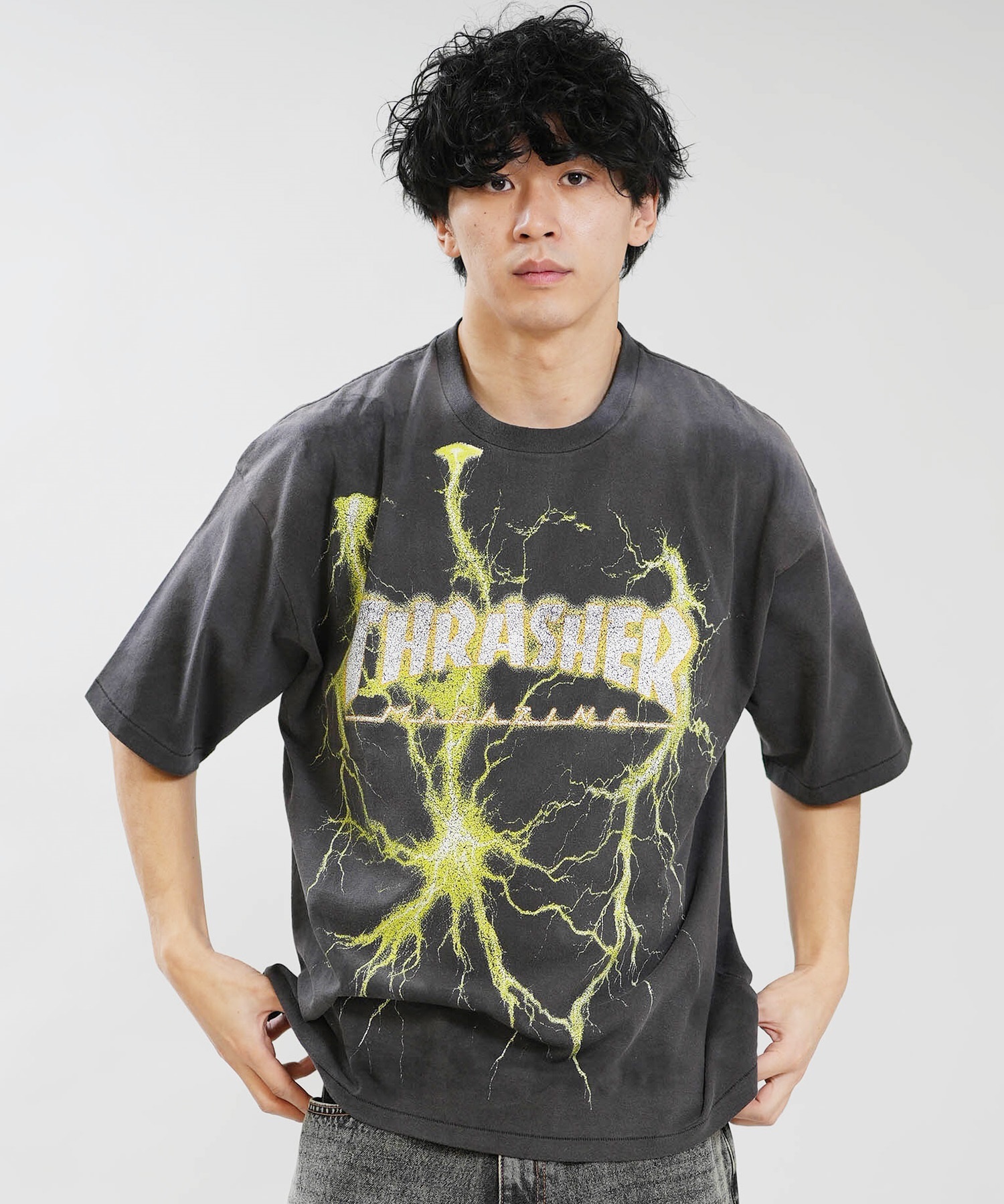 THRASHER スラッシャー 半袖 Tシャツ メンズ 古着風 ヴィンテージ加工