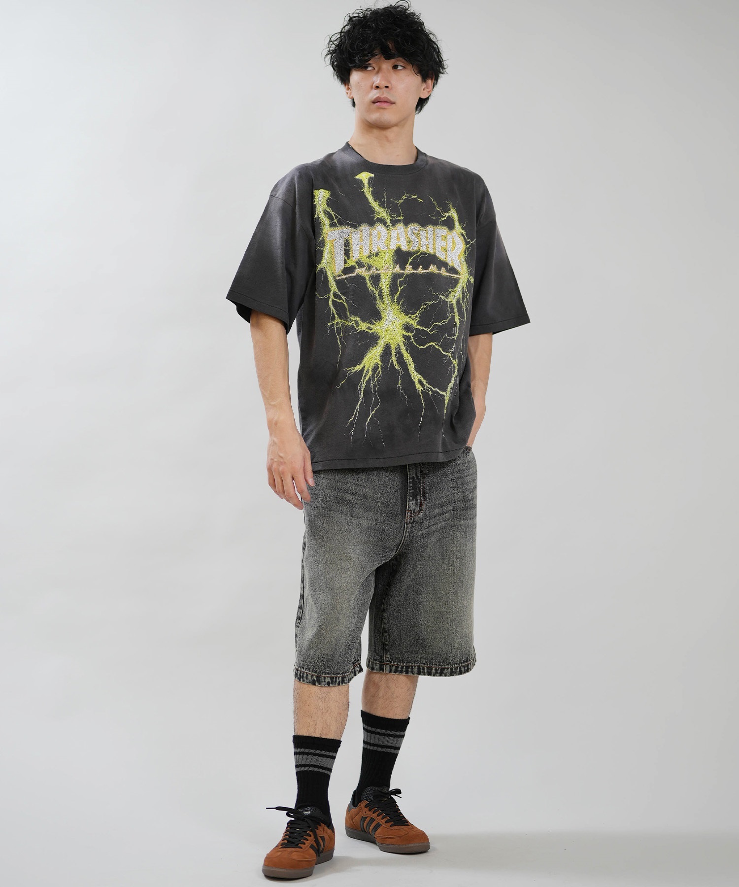 THRASHER スラッシャー 半袖 Tシャツ メンズ 古着風 ヴィンテージ加工