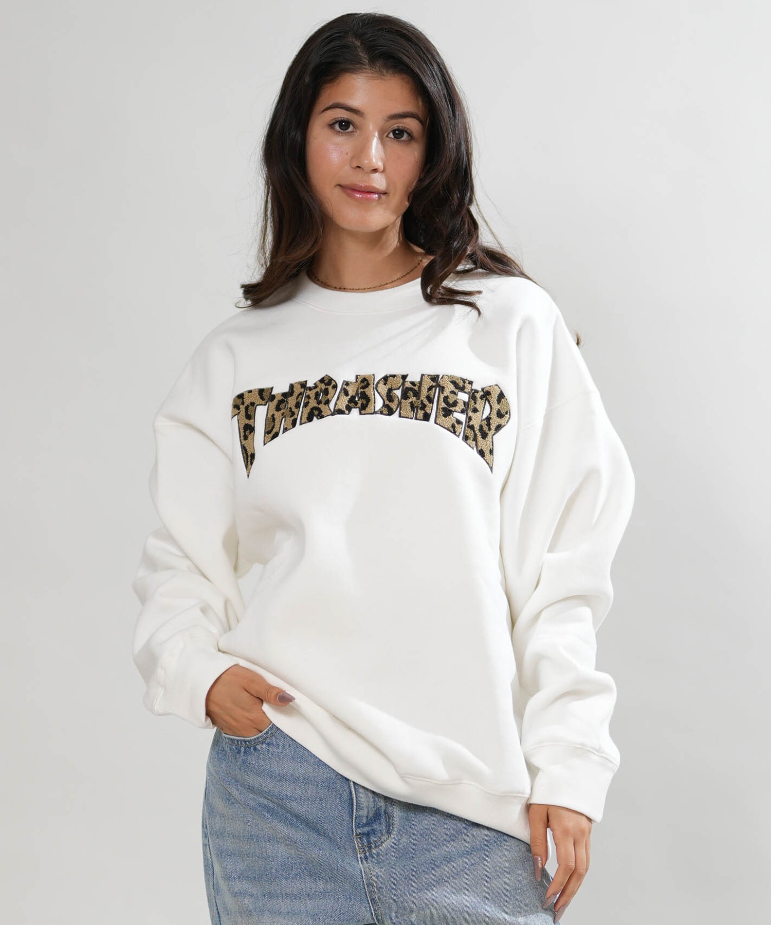 THRASHER スラッシャー トレーナー スウェット レディース ロゴ ヒョウ