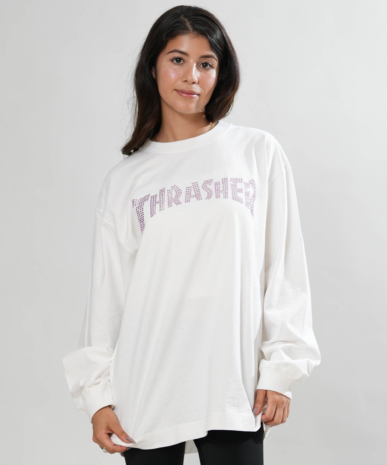 THRASHER スラッシャー 長袖 Tシャツ ロンT レディース ラインストーン