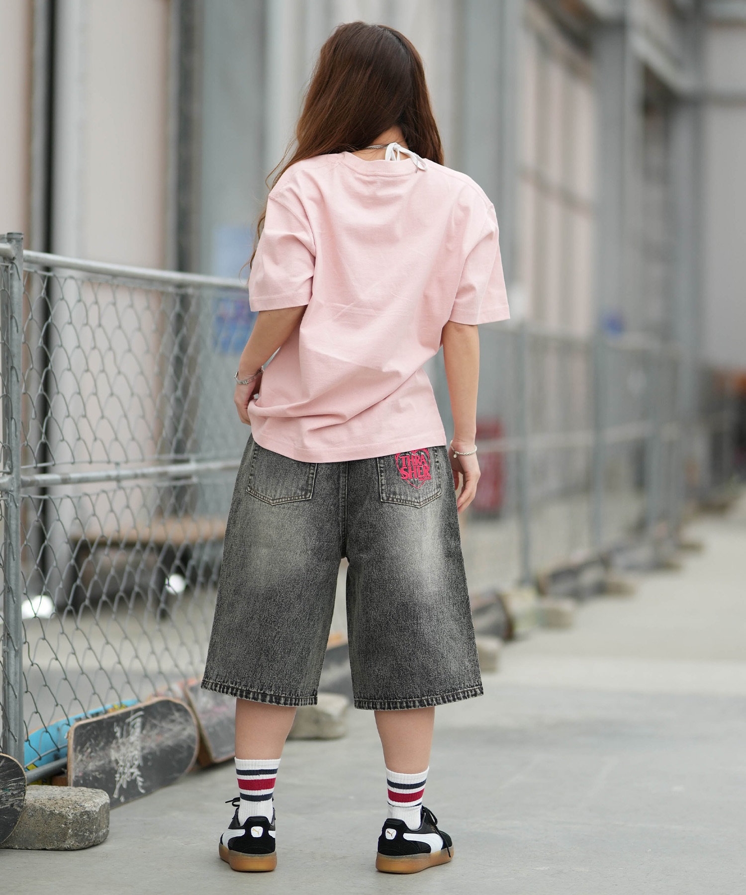 THRASHER スラッシャー ハーフパンツ レディース デニム Gパン