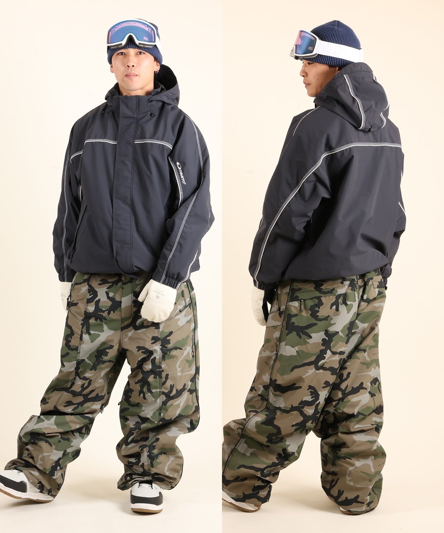 わさび　Dimito スノーボードウェア セット　M 一 DIMITO ディミト スタッフラインジャケット STAFF LINE JACKET