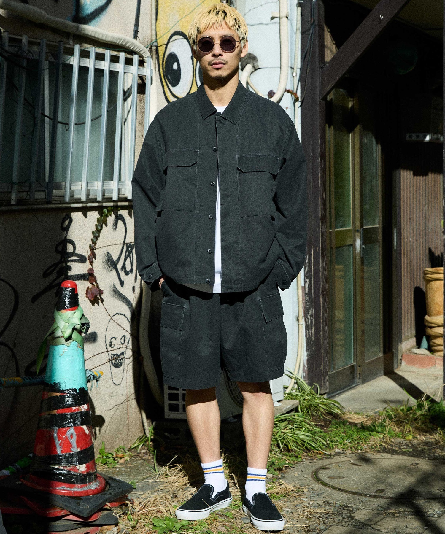DEAR LAUREL ディアローレル ジャケット メンズ DOT DOBBY WORK JACKET DL26S-0102(BLK-M)