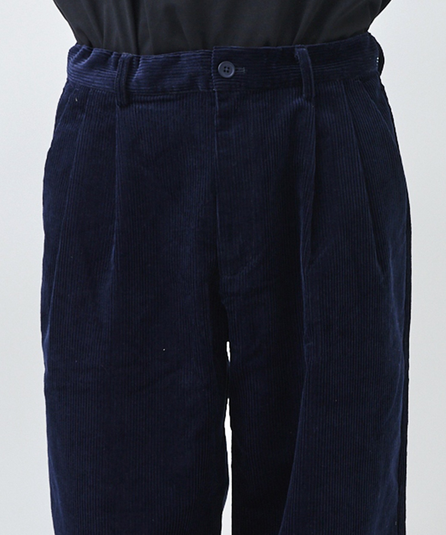 DEAR LAUREL ディアローレル ロングパンツ メンズ ワイドパンツ コーデュロイ テーパード 2タック DL26F-3105(BLK-M)