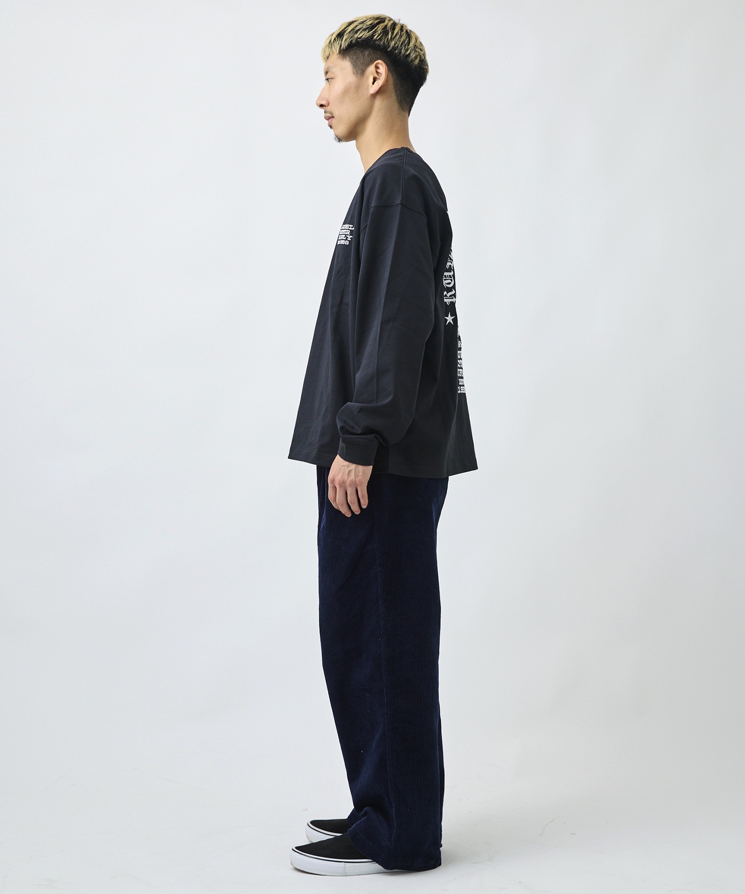 DEAR LAUREL ディアローレル ロングパンツ メンズ ワイドパンツ コーデュロイ テーパード 2タック DL26F-3105(BLK-M)