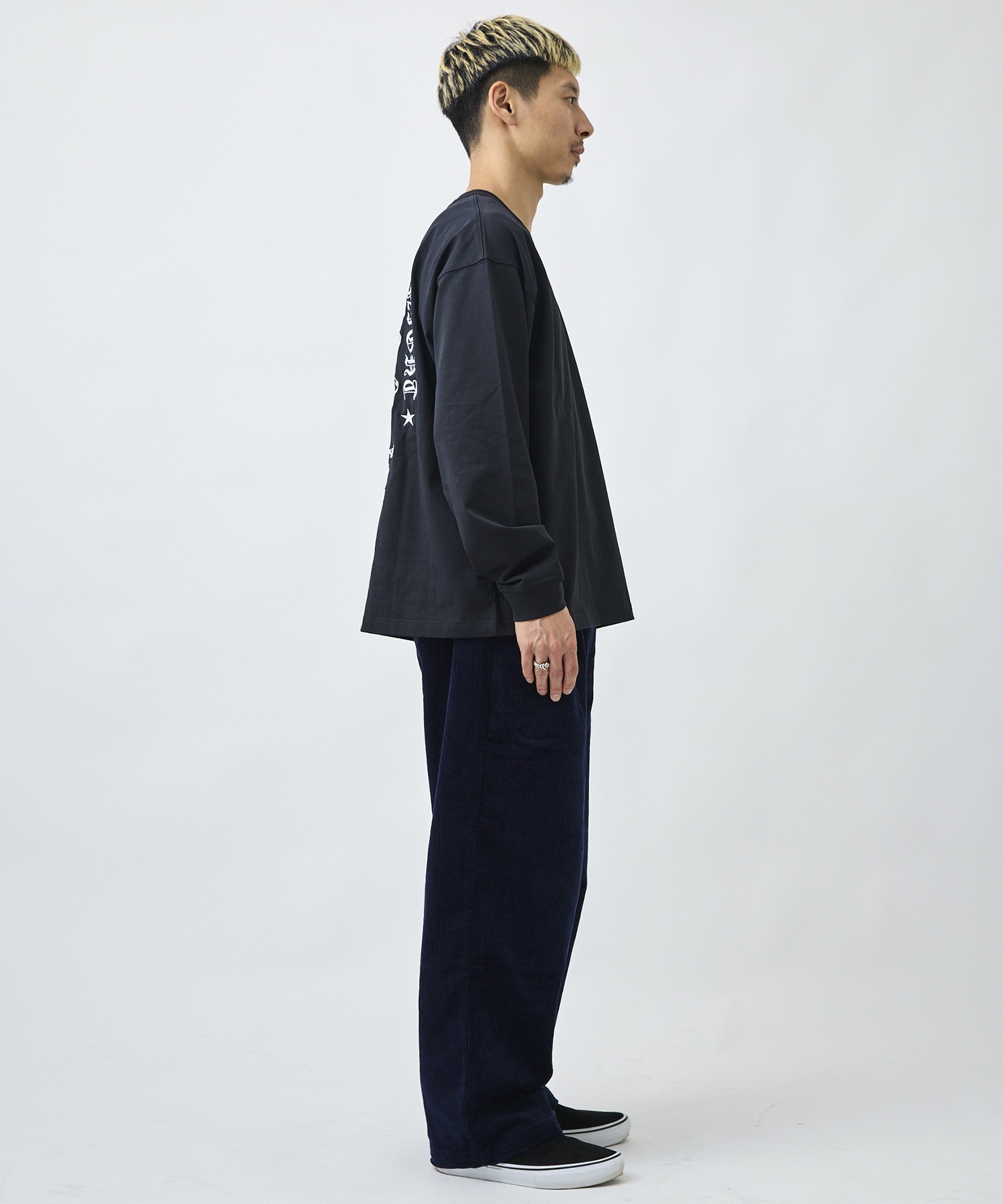 DEAR LAUREL ディアローレル ロングパンツ メンズ ワイドパンツ コーデュロイ テーパード 2タック DL26F-3105(BLK-M)