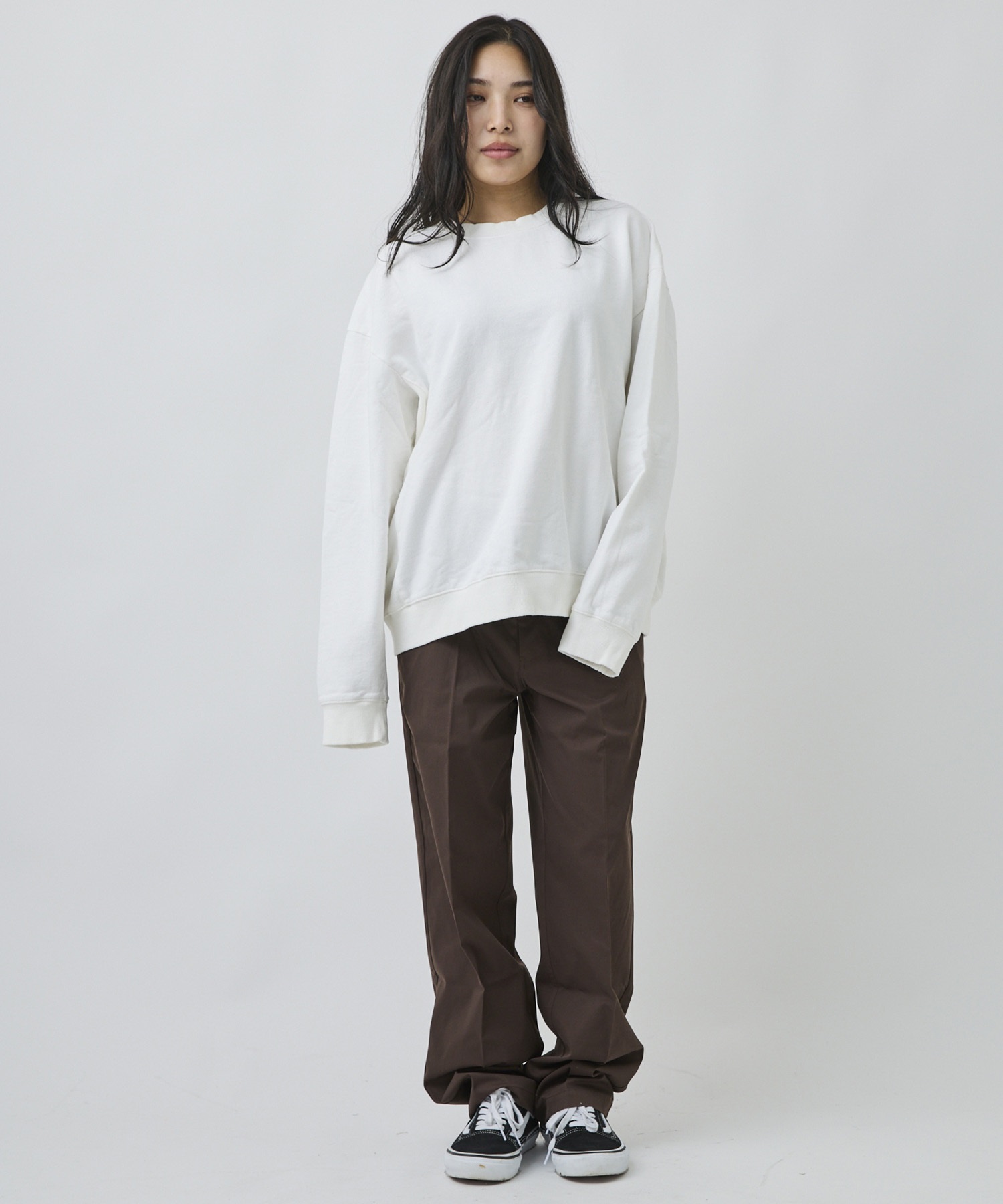 DEAR LAUREL ディアローレル トレーナー スウェット メンズ ピグメント加工 無地 裏毛 DL26F-1101(WHT-M)