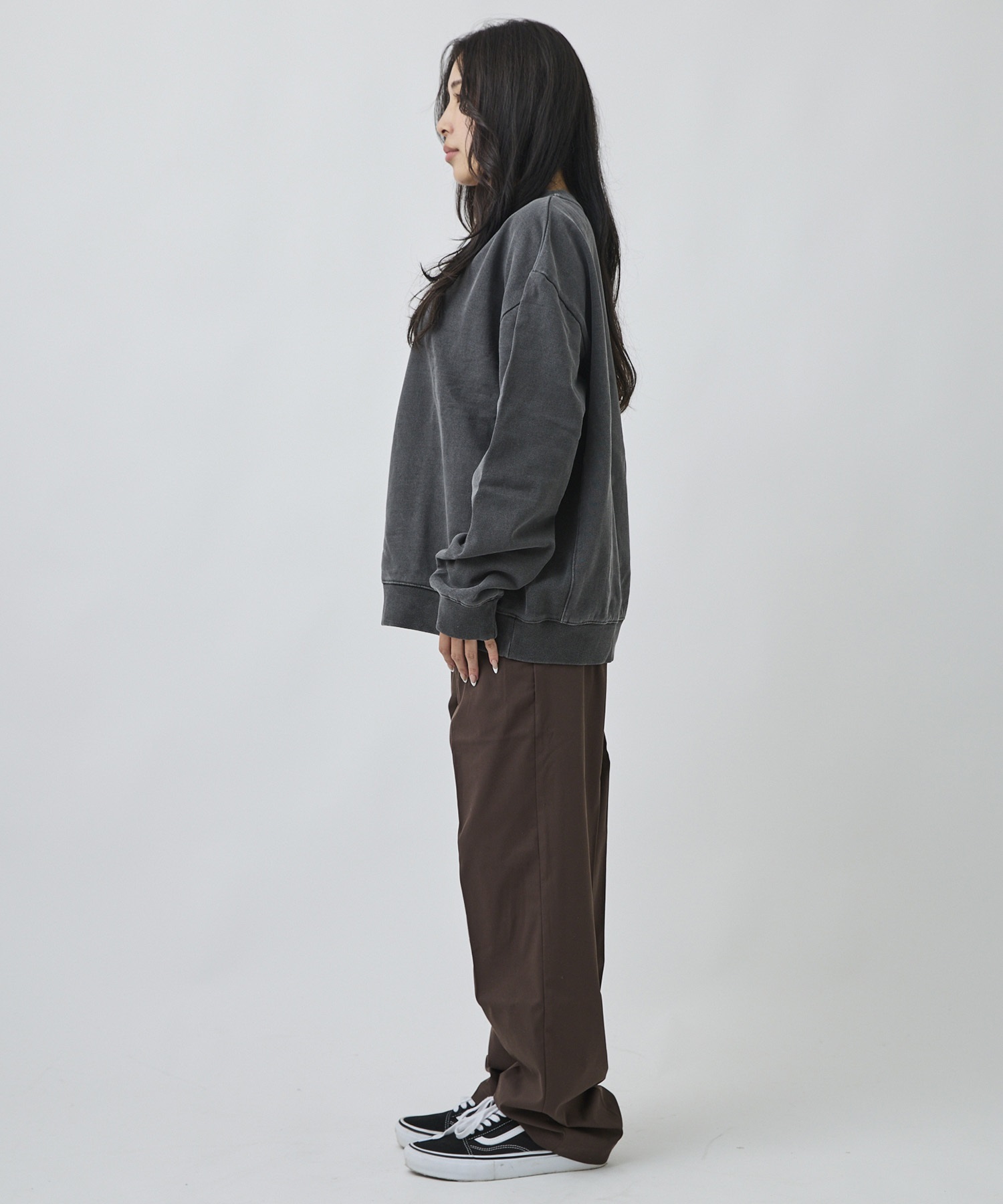 DEAR LAUREL ディアローレル トレーナー スウェット メンズ ピグメント加工 無地 裏毛 DL26F-1101(WHT-M)