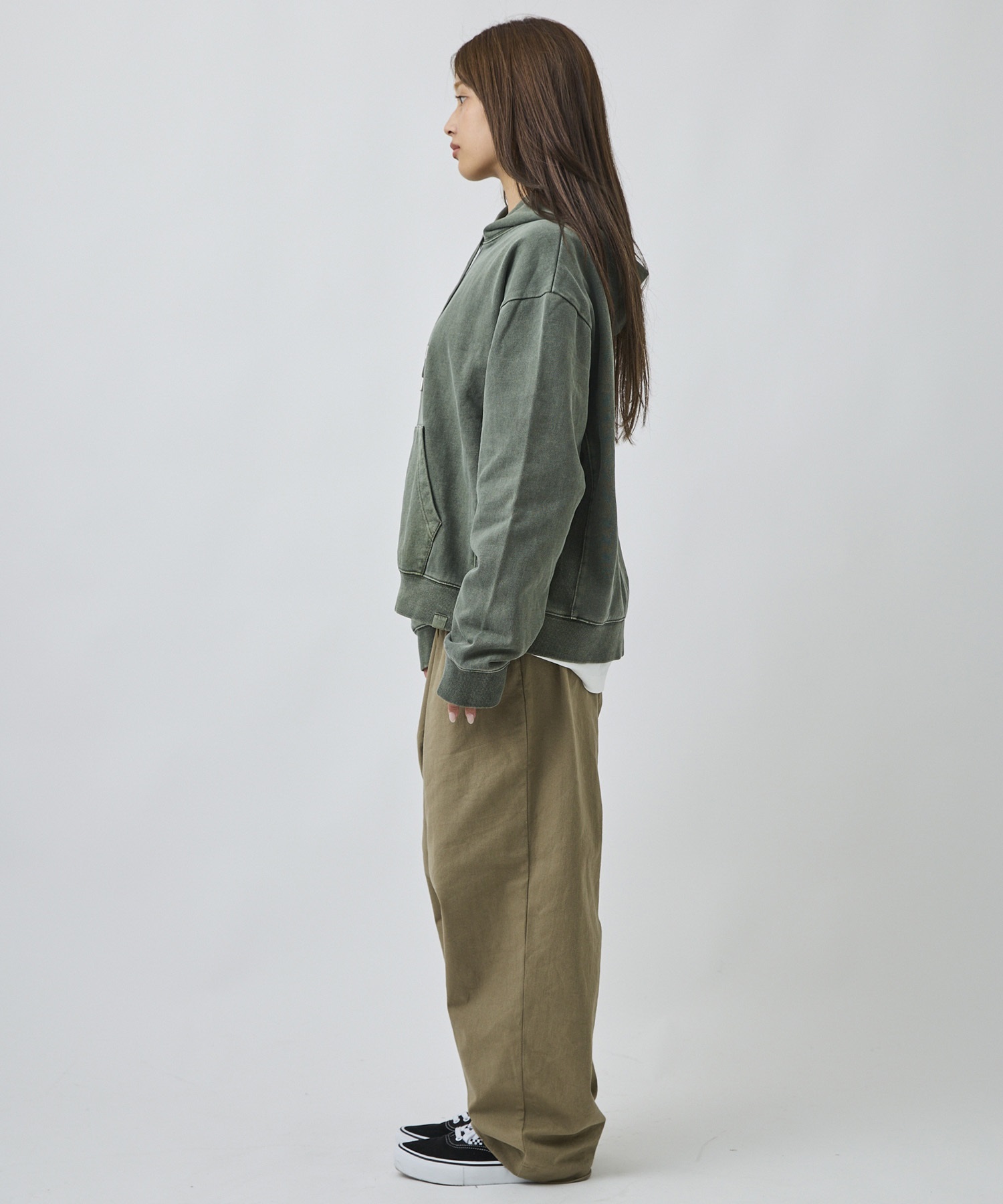 DEAR LAUREL ディアローレル プルオーバー パーカー フーディー メンズ ピグメント加工 無地 裏毛 DL26F-1201(WHT-M)