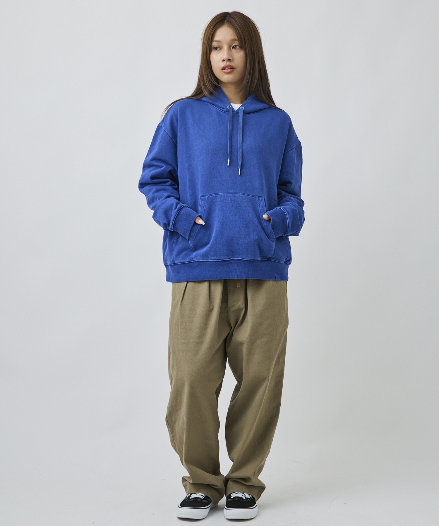 DEAR LAUREL ディアローレル プルオーバー パーカー フーディー メンズ ピグメント加工 無地 裏毛 DL26F-1201(WHT-M)
