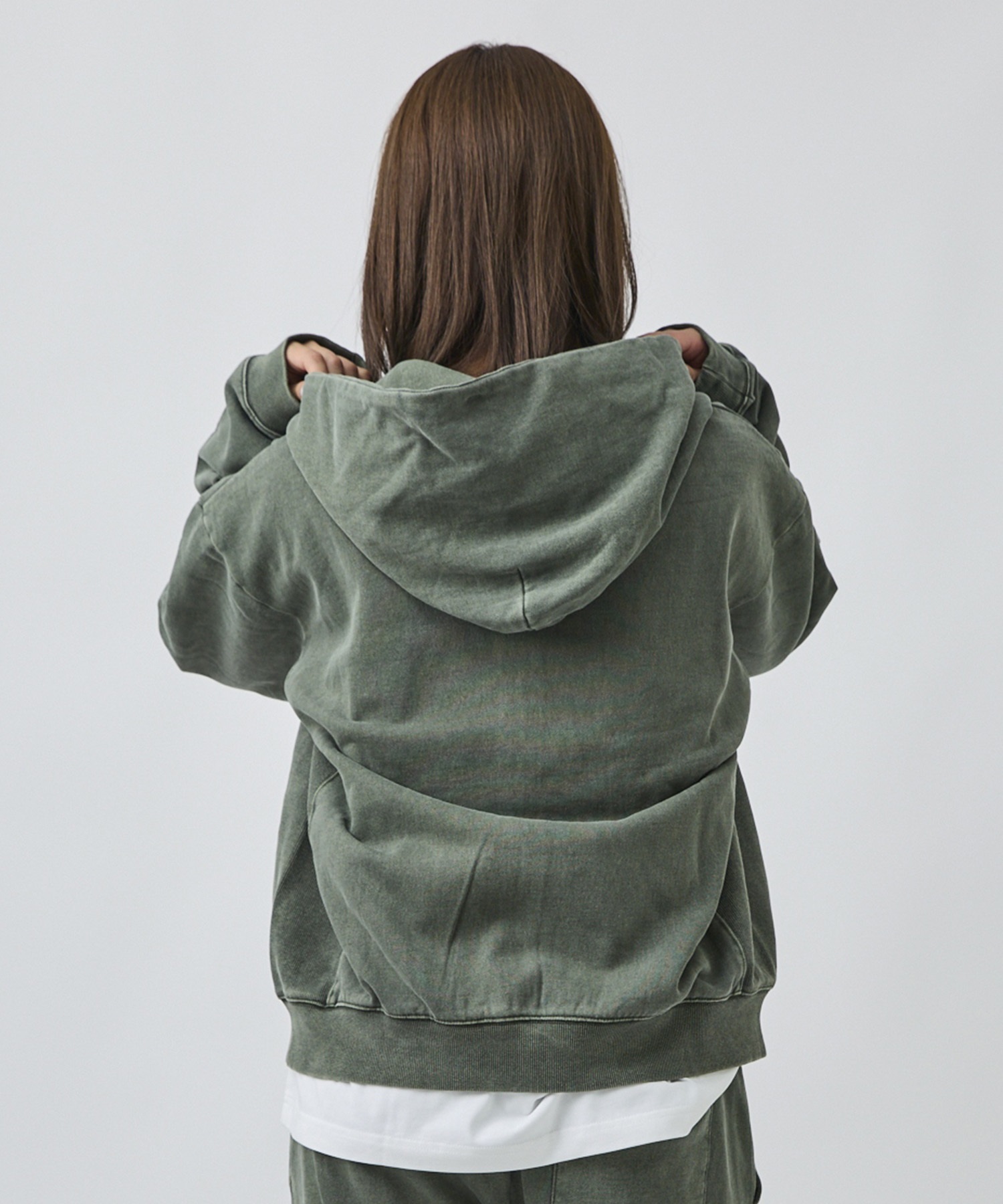 DEAR LAUREL ディアローレル ジップアップ パーカー フーディー メンズ ピグメント加工 無地 裏毛 セットアップ対応 DL26F-1202(BLK-M)