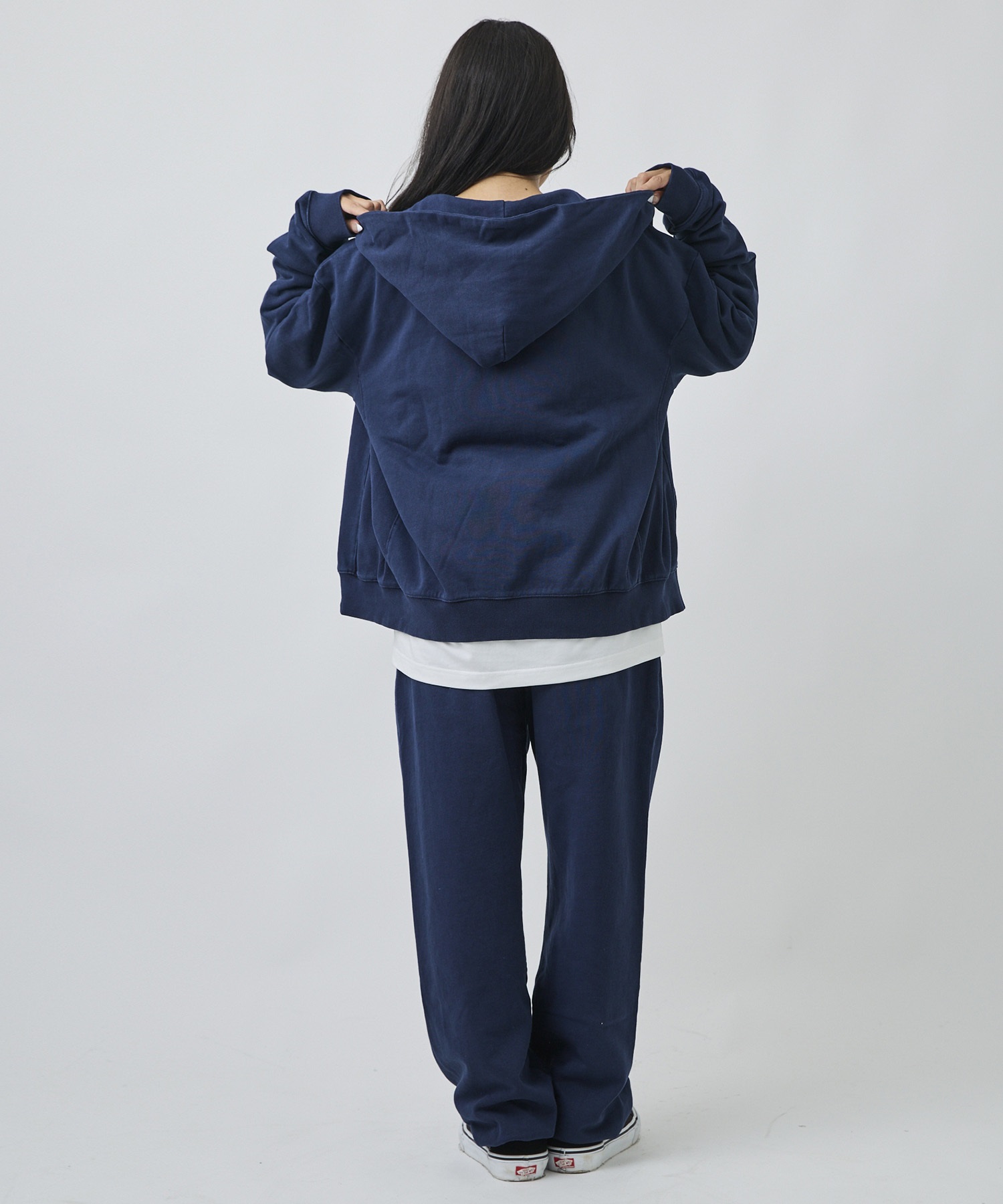 DEAR LAUREL ディアローレル ジップアップ パーカー フーディー メンズ ピグメント加工 無地 裏毛 セットアップ対応 DL26F-1202(BLK-M)