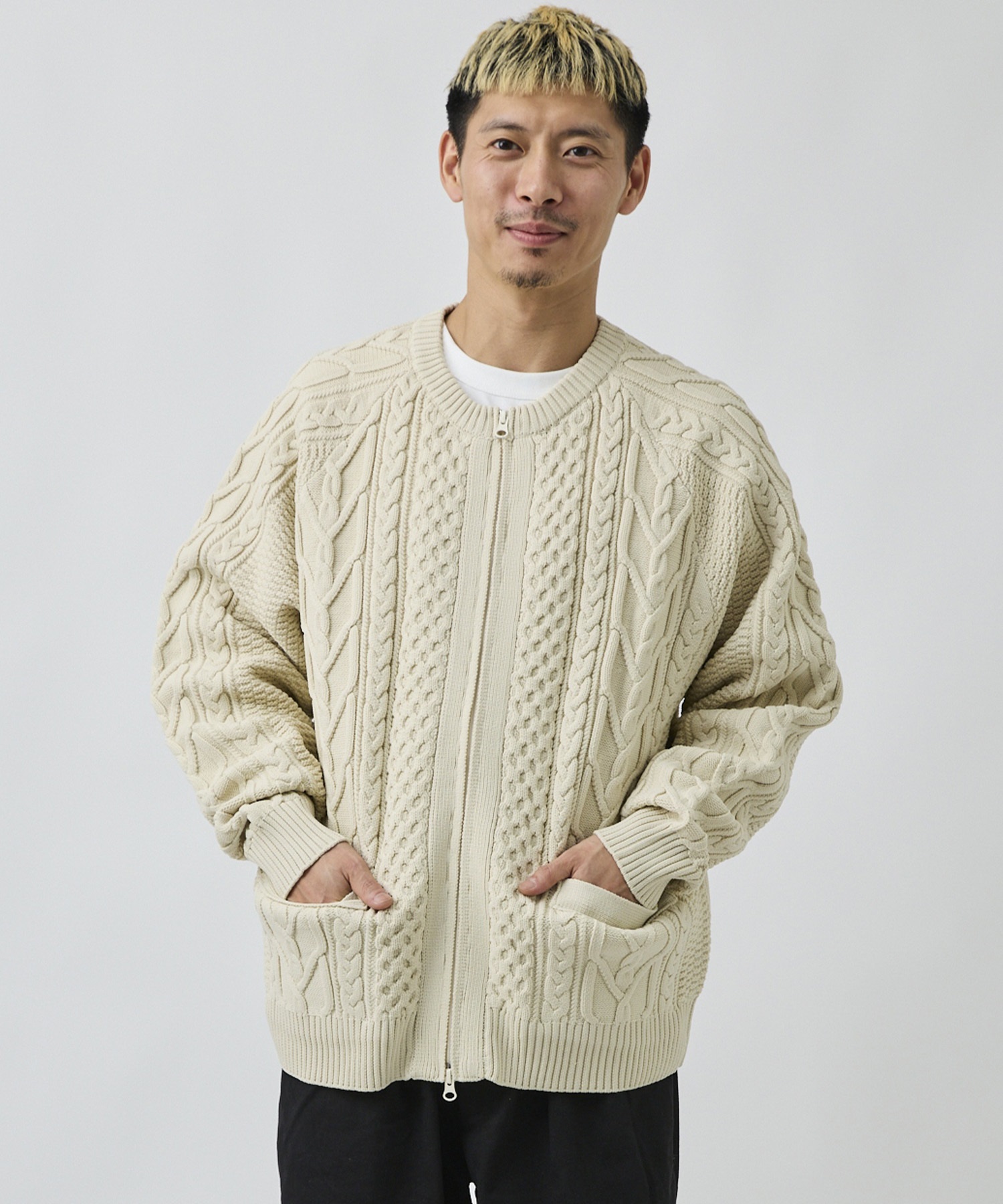 DEAR LAUREL ディアローレル カーディガン メンズ ダブルジップ ARAN