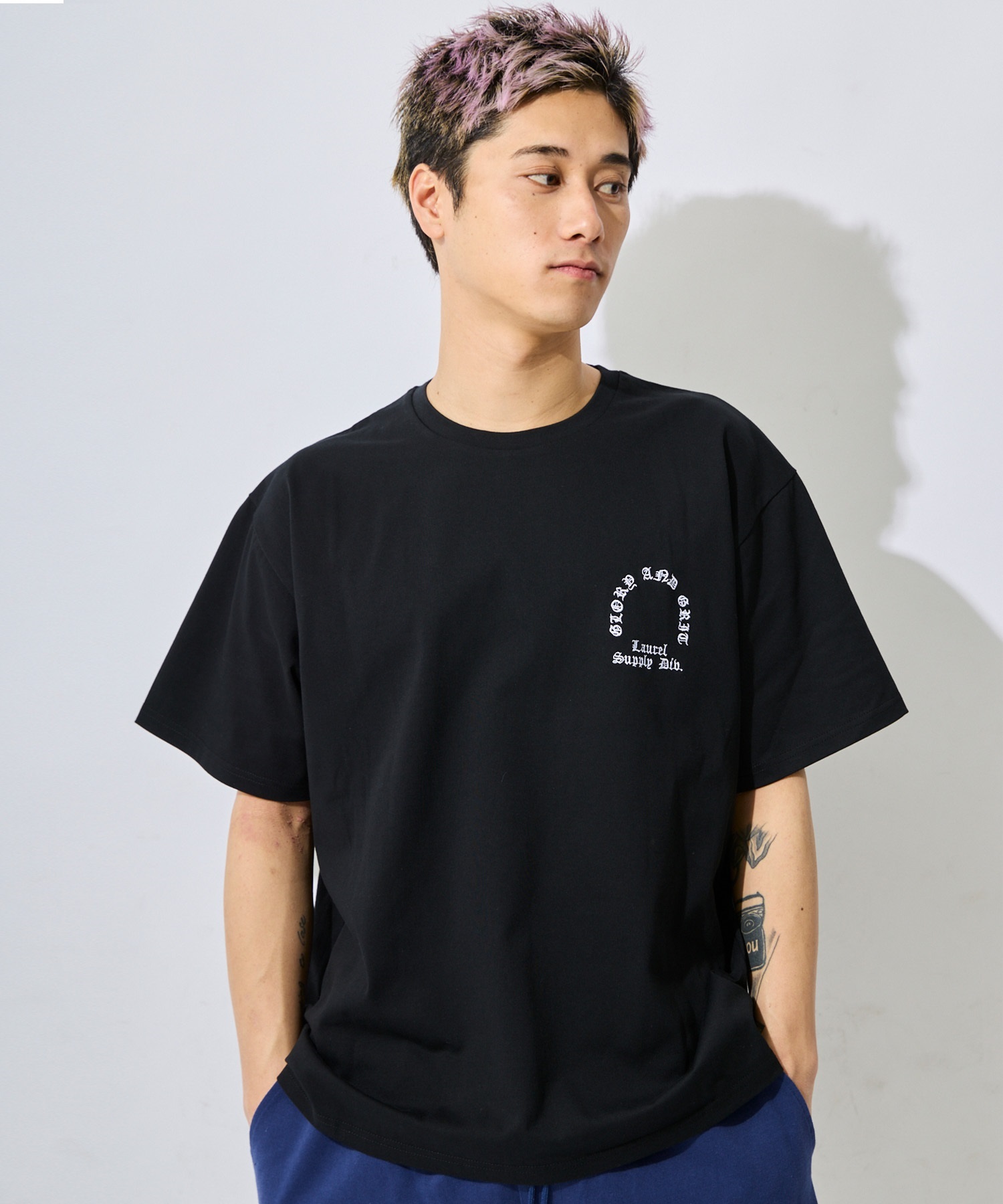 DEAR LAUREL ディアローレル 半袖 Tシャツ メンズ バックプリント LETTER SOUL PRAYING HAND DL26S-2104(WHT-M)