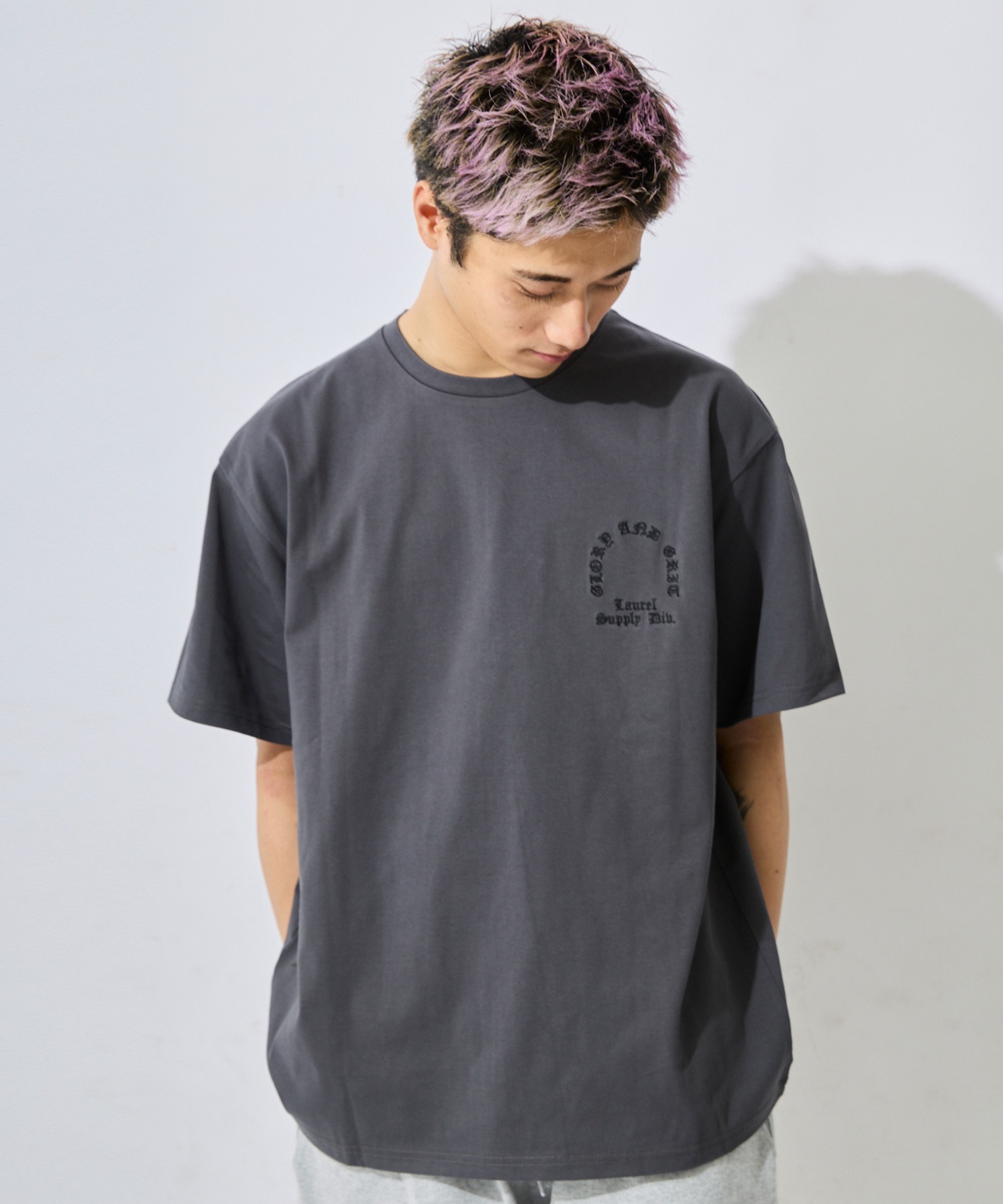 DEAR LAUREL ディアローレル 半袖 Tシャツ メンズ バックプリント LETTER SOUL PRAYING HAND DL26S-2104(WHT-M)