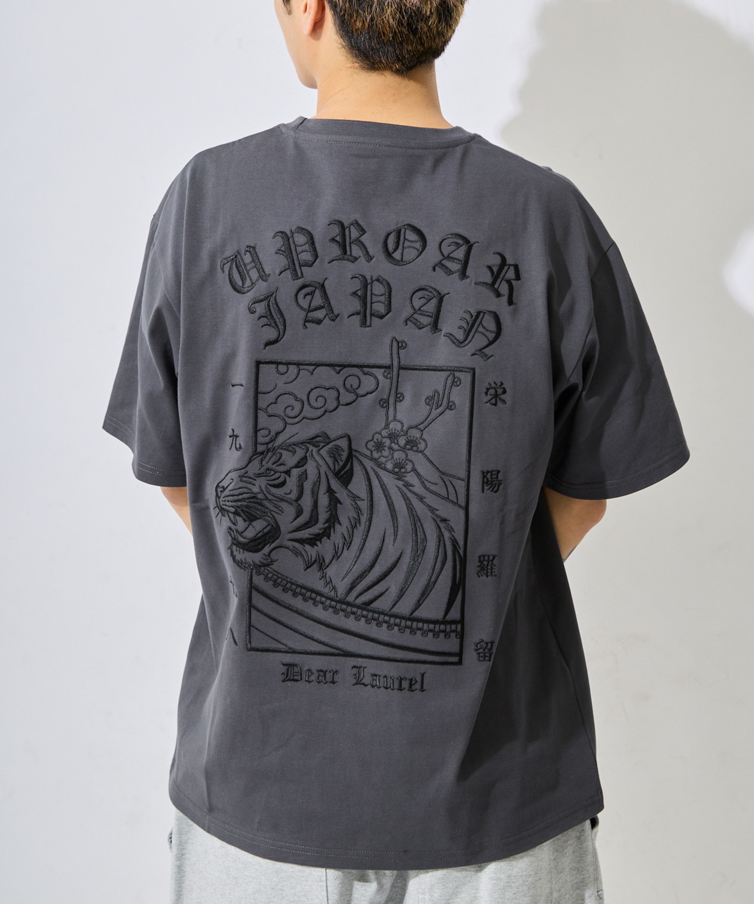 DEAR LAUREL ディアローレル 半袖 Tシャツ メンズ ロゴ 和柄 刺繍