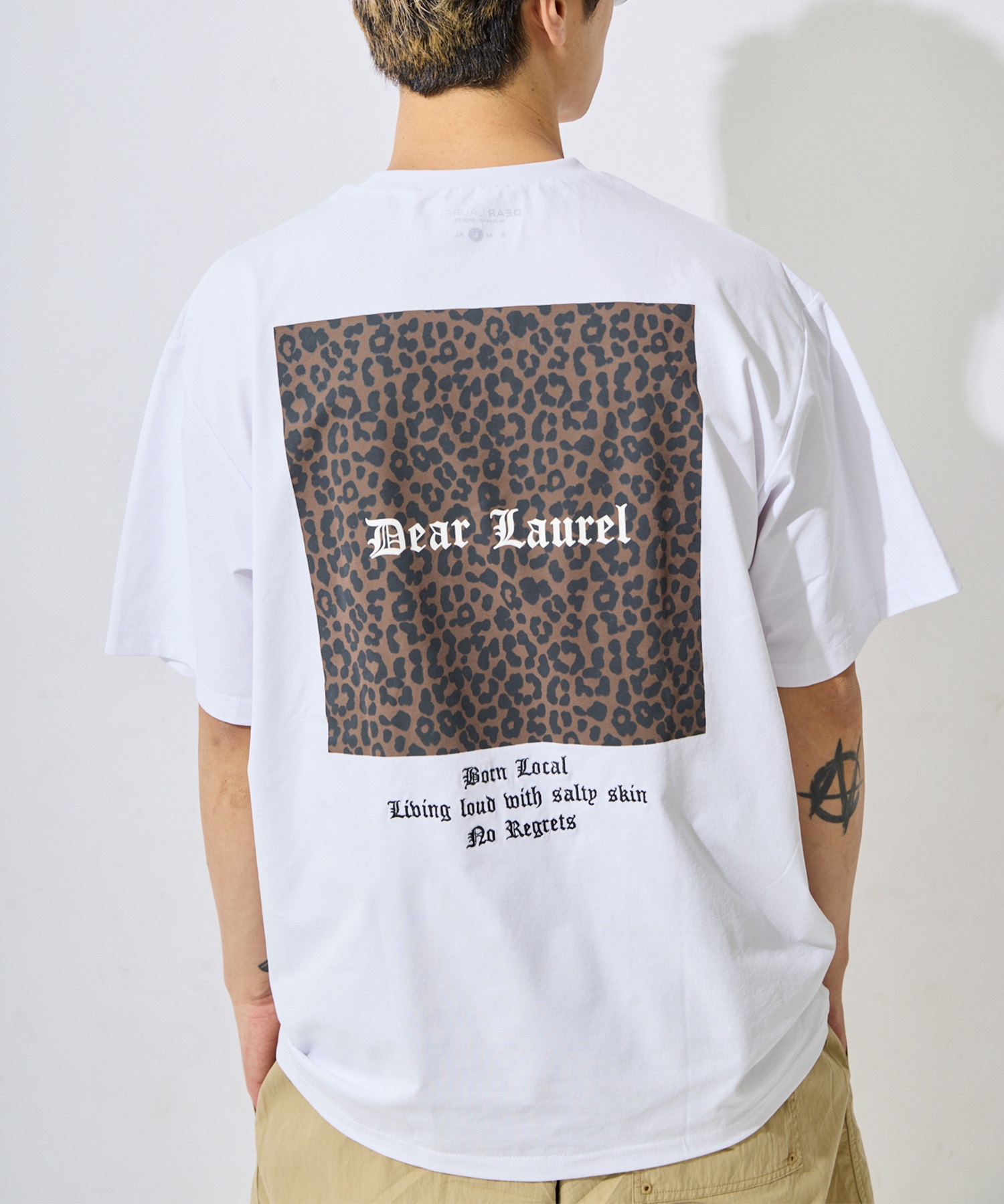 DEAR LAUREL ディアローレル 半袖 Tシャツ メンズ ロゴ レオパード柄