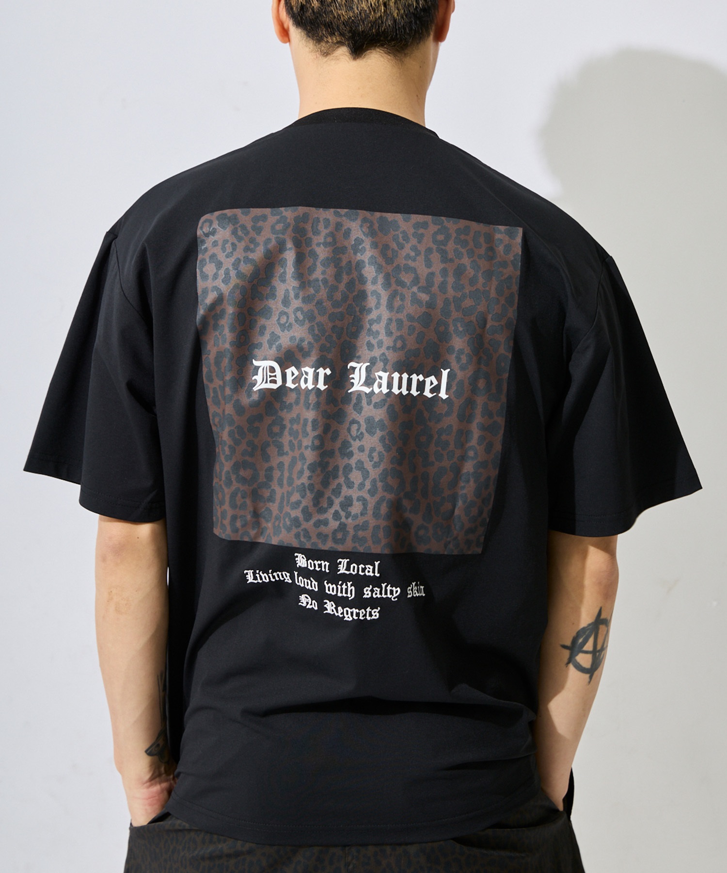 DEAR LAUREL ディアローレル 半袖 Tシャツ メンズ ロゴ レオパード柄