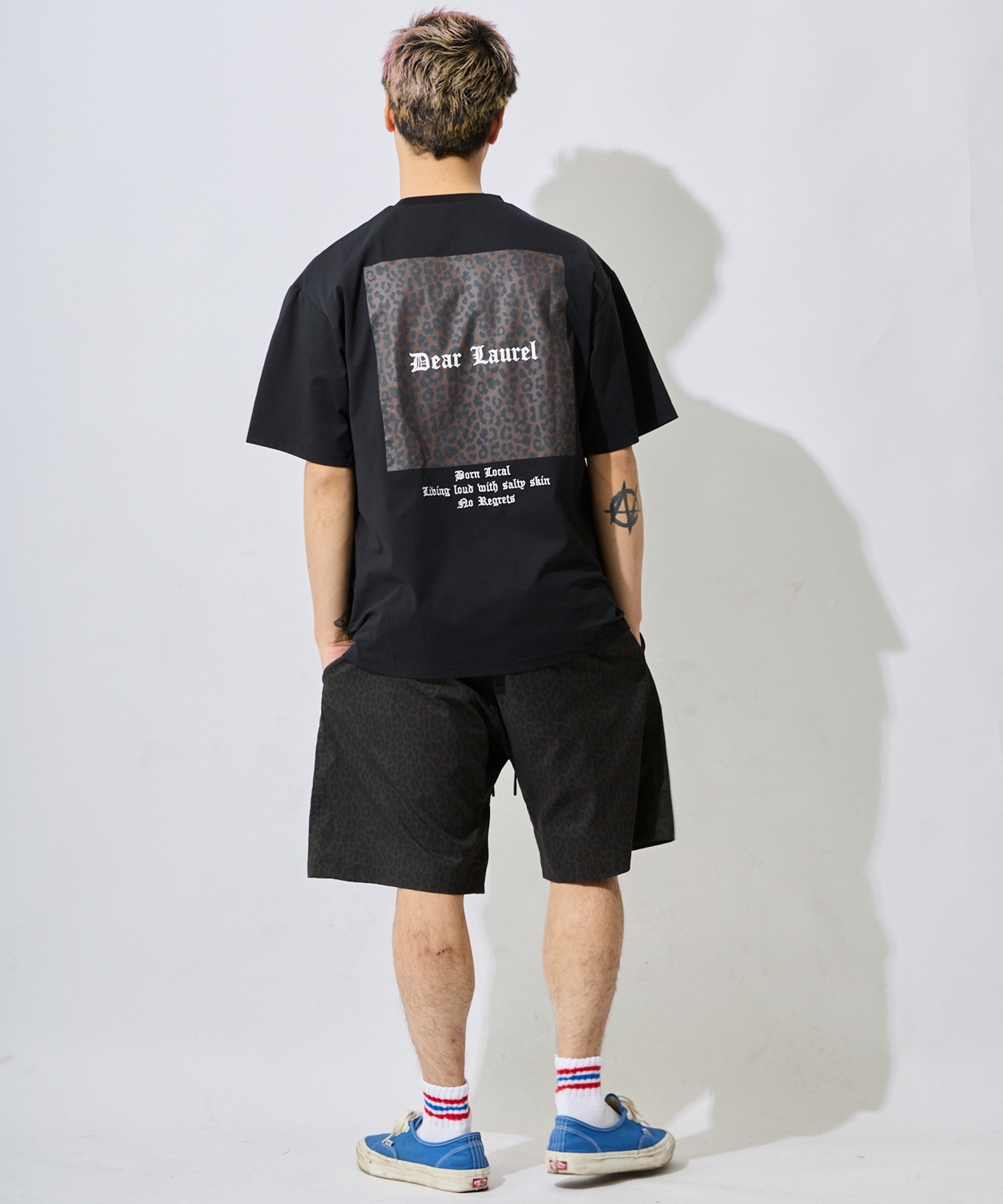 DEAR LAUREL ディアローレル 半袖 Tシャツ メンズ ロゴ レオパード柄