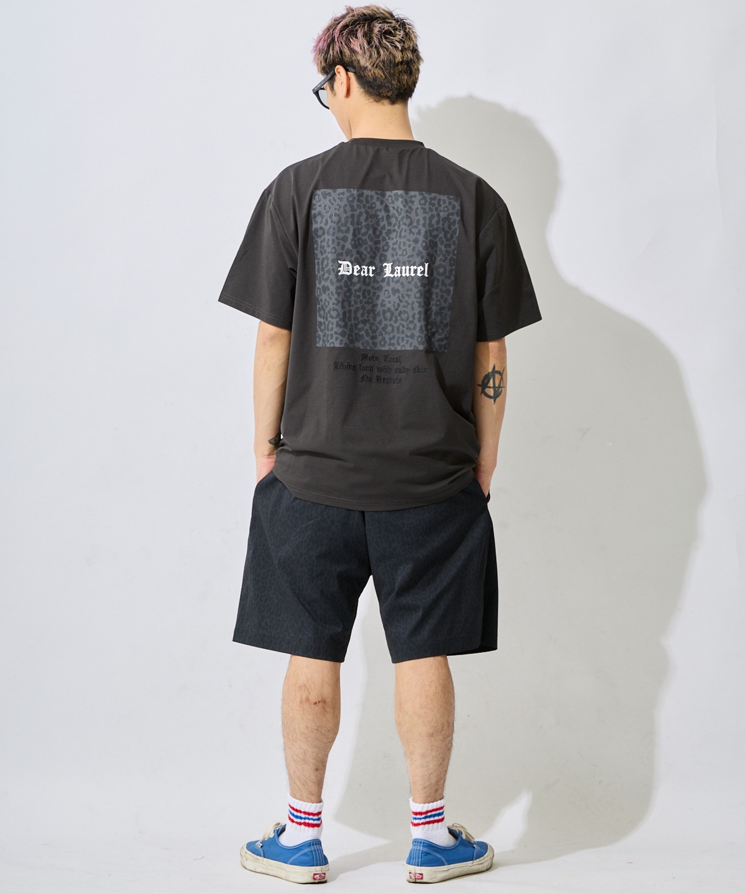 DEAR LAUREL ディアローレル 半袖 Tシャツ メンズ ロゴ レオパード柄