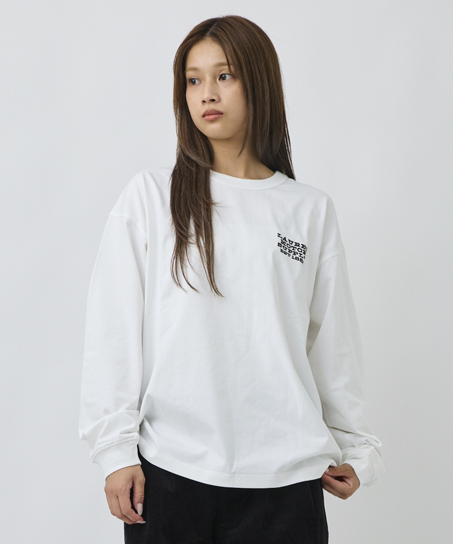 DEAR LAUREL ディアローレル 長袖 Tシャツ ロンT メンズ バックプリント DL26F-2203(WHT-M)