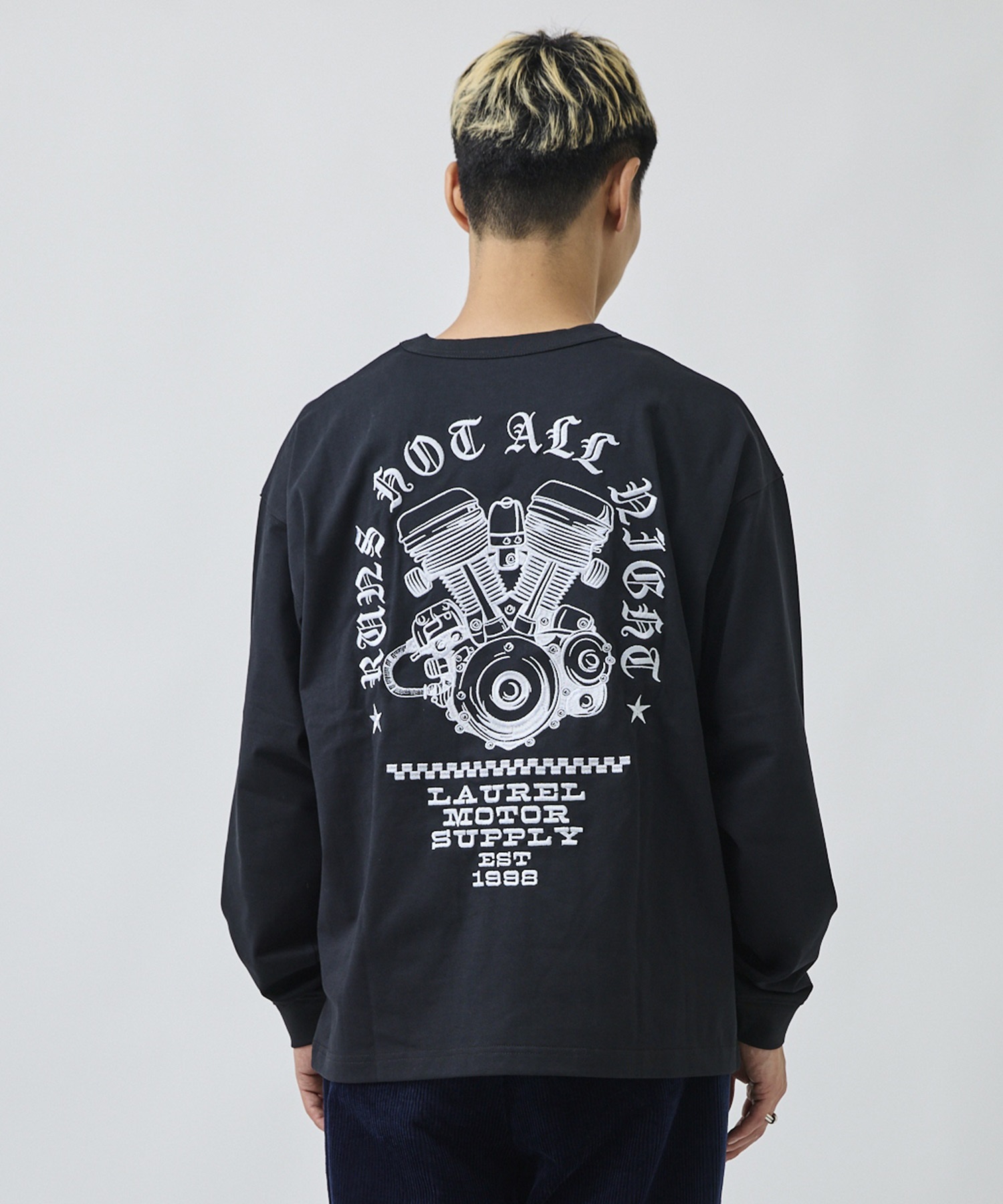 DEAR LAUREL ディアローレル 長袖 Tシャツ ロンT メンズ バックプリント DL26F-2203(WHT-M)