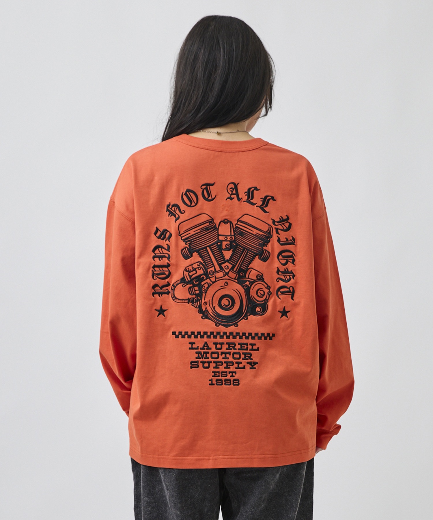 DEAR LAUREL ディアローレル 長袖 Tシャツ ロンT メンズ バックプリント DL26F-2203(WHT-M)