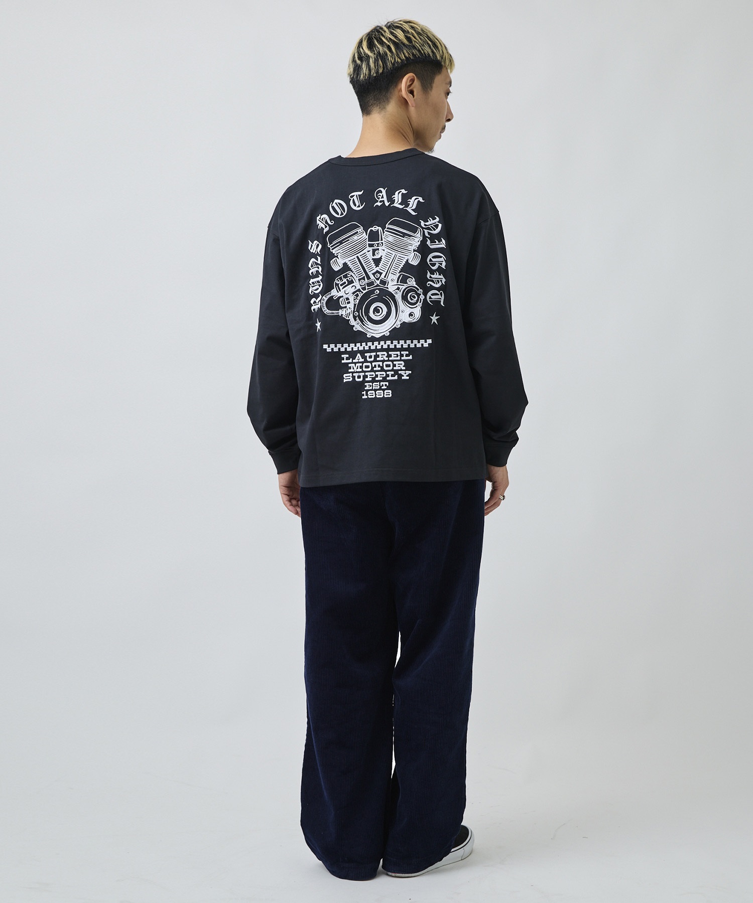 DEAR LAUREL ディアローレル 長袖 Tシャツ ロンT メンズ バックプリント DL26F-2203(WHT-M)