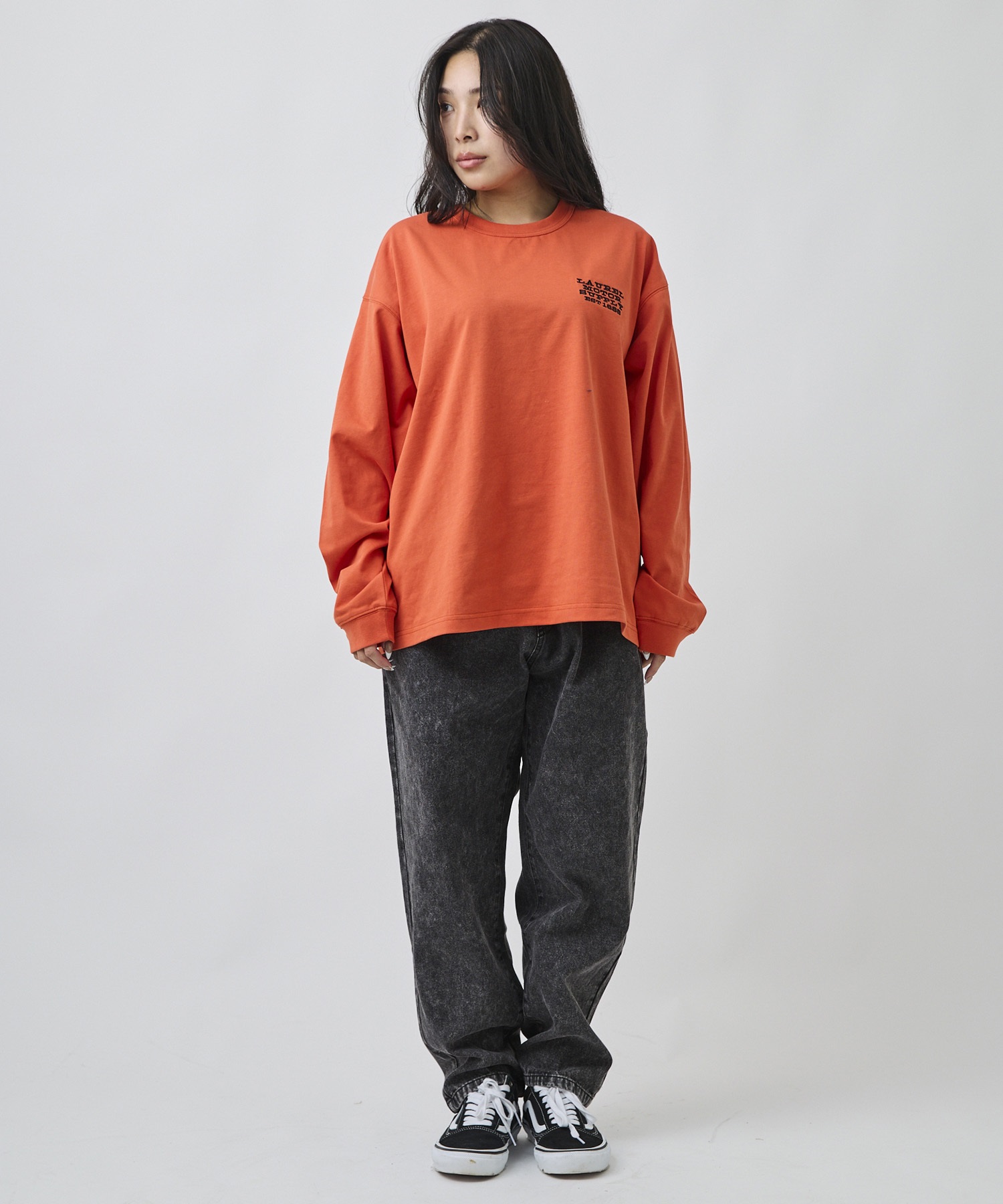 DEAR LAUREL ディアローレル 長袖 Tシャツ ロンT メンズ バックプリント DL26F-2203(WHT-M)