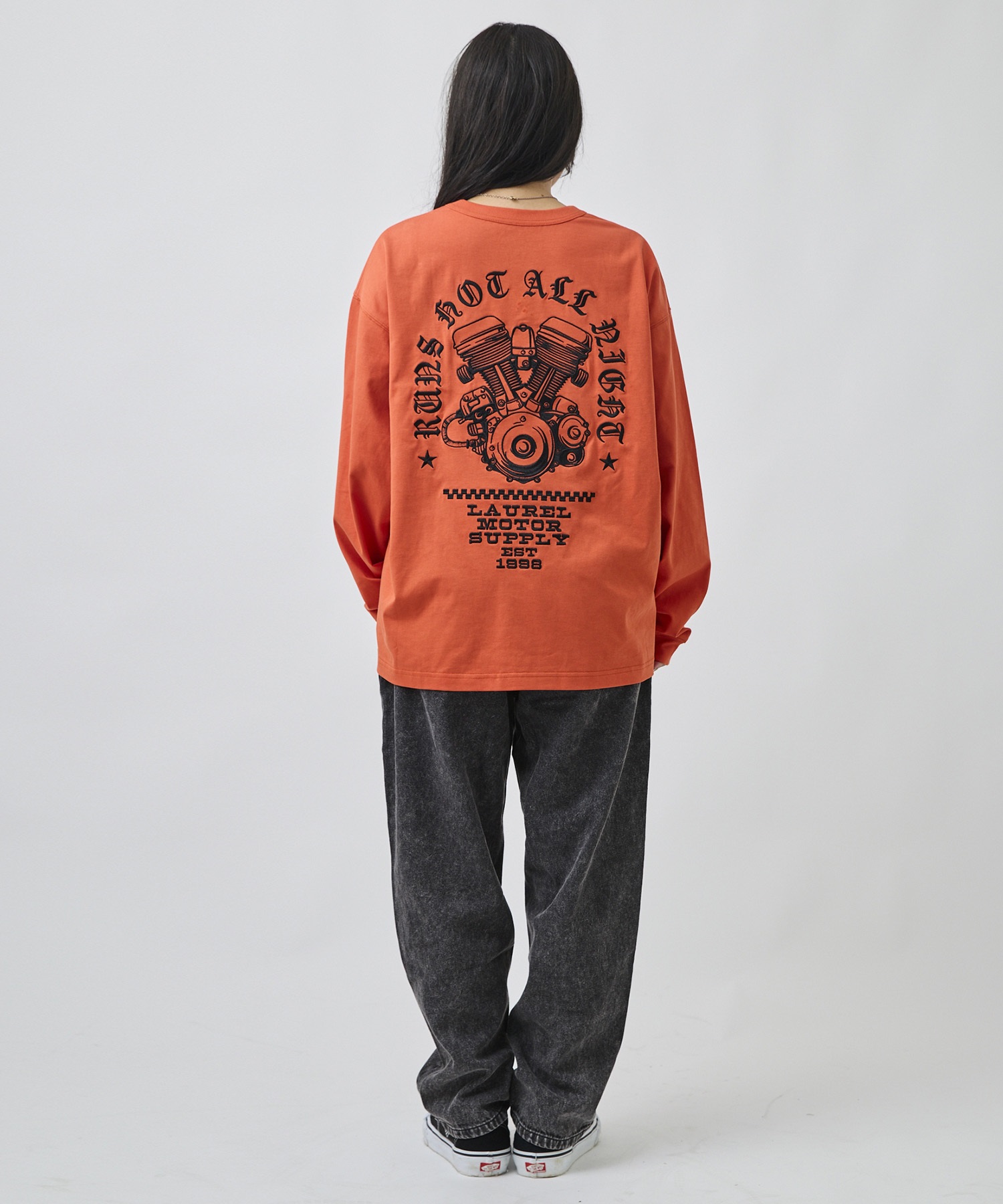 DEAR LAUREL ディアローレル 長袖 Tシャツ ロンT メンズ バックプリント DL26F-2203(WHT-M)