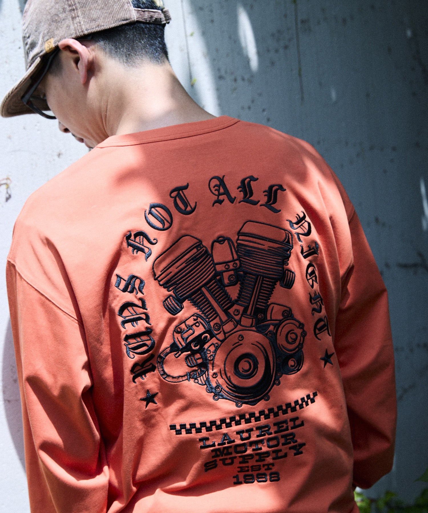 DEAR LAUREL ディアローレル 長袖 Tシャツ ロンT メンズ バックプリント DL26F-2203(WHT-M)