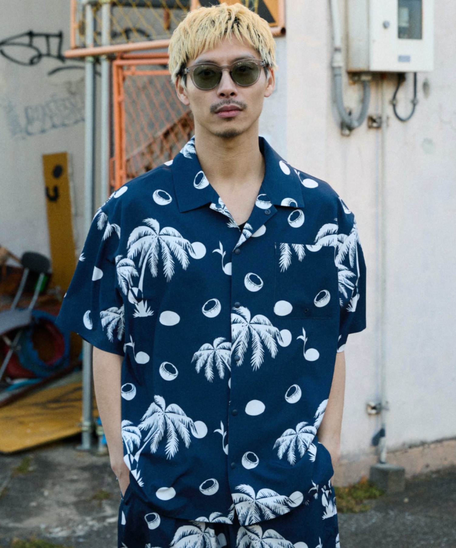 DEAR LAUREL ディアローレル 半袖 シャツ メンズ 水陸両用 VACATION SHIRT DL26S-2403(BLK-M)