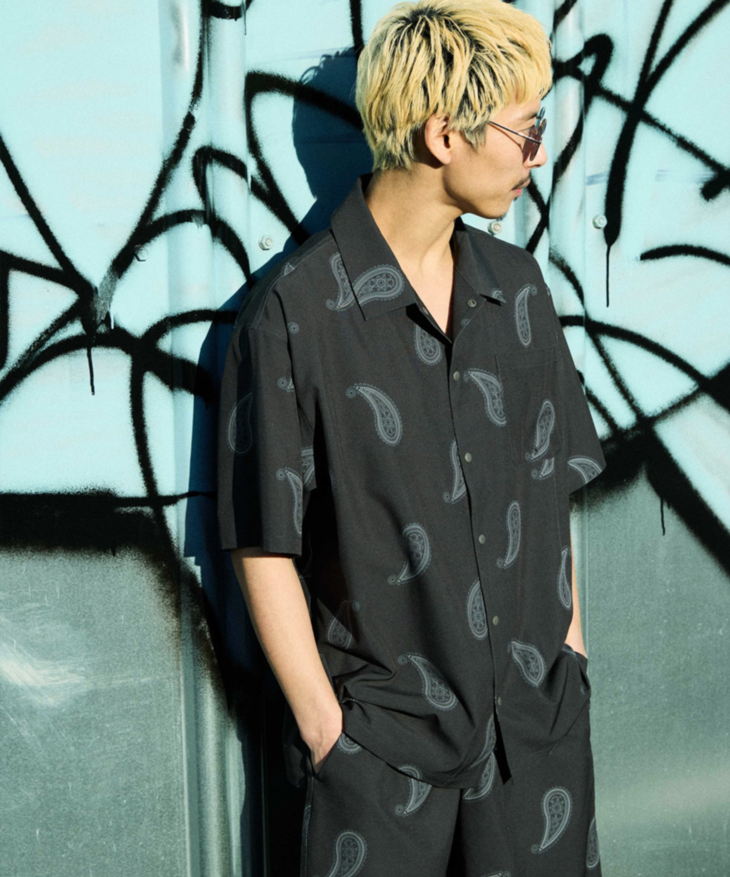 DEAR LAUREL ディアローレル 半袖 シャツ メンズ 水陸両用 VACATION SHIRT DL26S-2403(BLK-M)