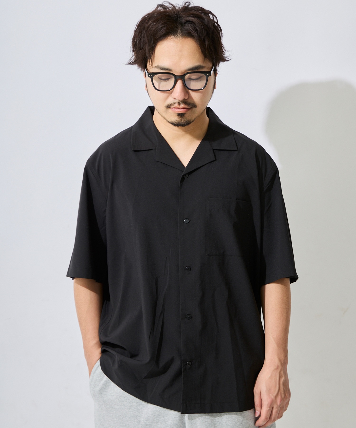 DEAR LAUREL ディアローレル 半袖 シャツ メンズ シンプル D26S2401(BLK-M)