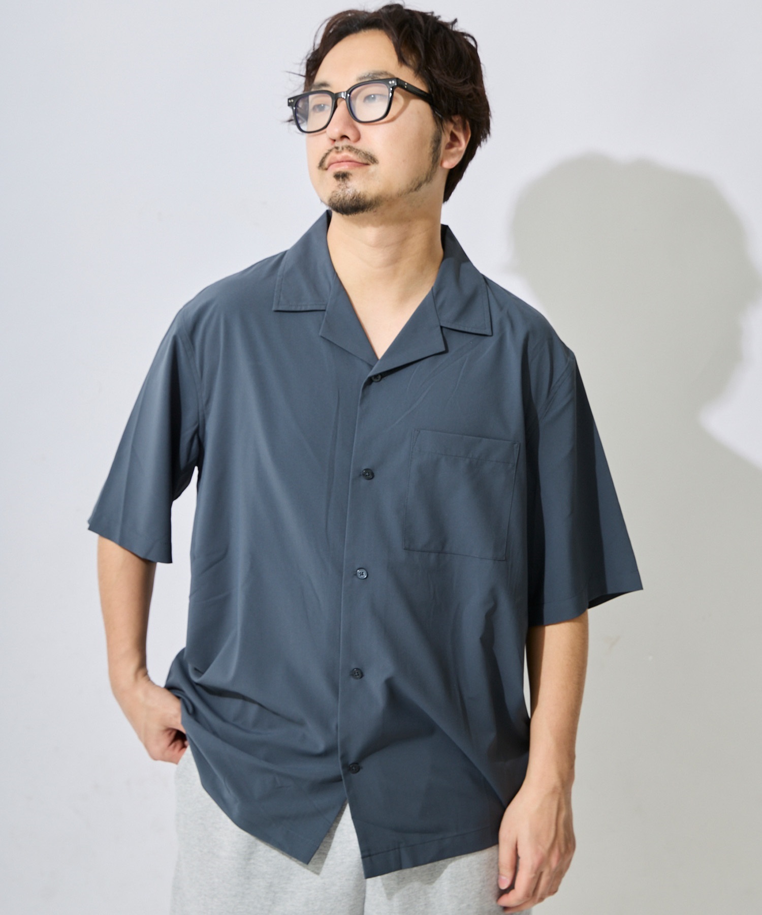 DEAR LAUREL ディアローレル 半袖 シャツ メンズ シンプル D26S2401(BLK-M)