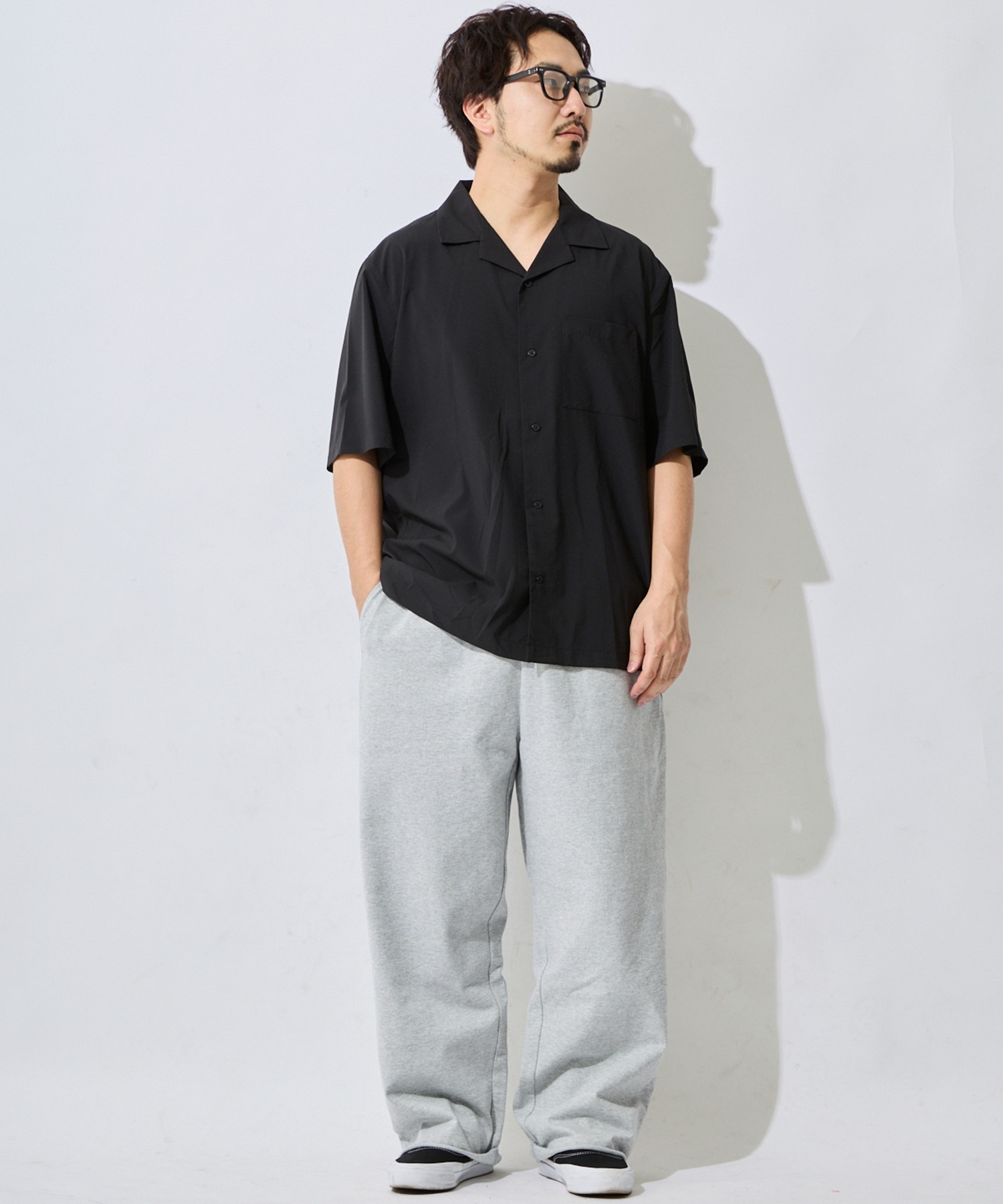 DEAR LAUREL ディアローレル 半袖 シャツ メンズ シンプル D26S2401(BLK-M)