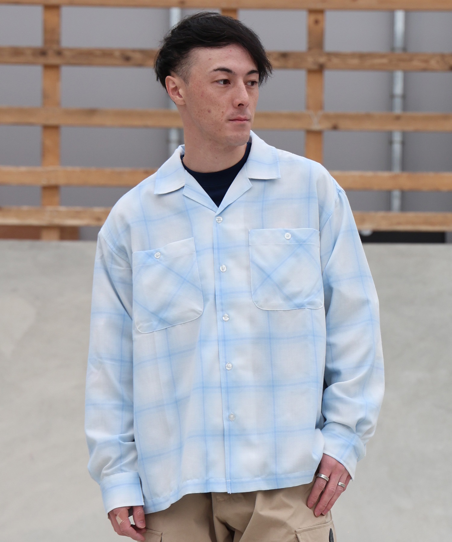 DEAR LAUREL ディアローレル 長袖 シャツ メンズ オンブレチェック