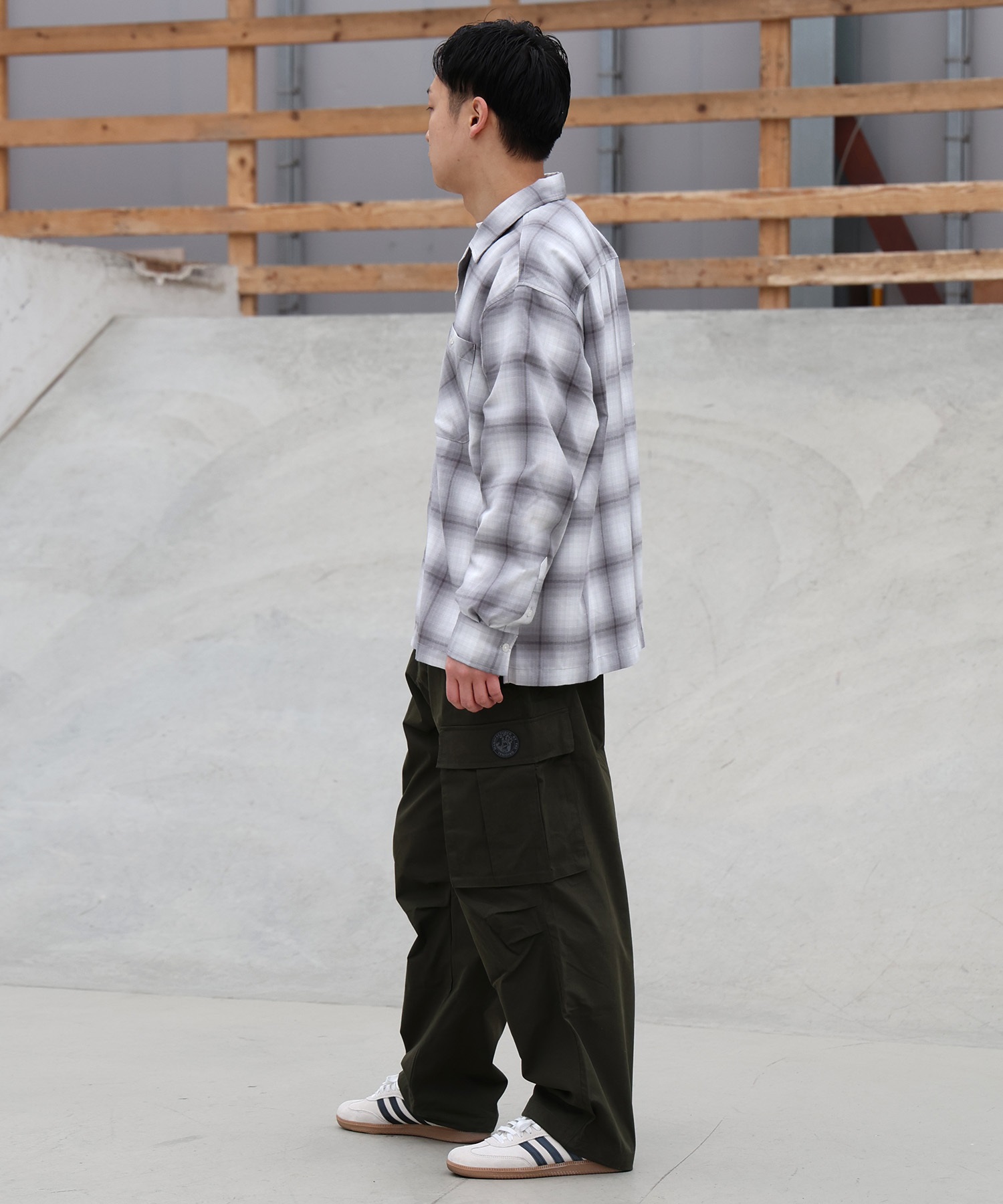 DEAR LAUREL ディアローレル 長袖 シャツ メンズ オンブレチェック 吸水速乾 DL26S-2601(BLK-M)