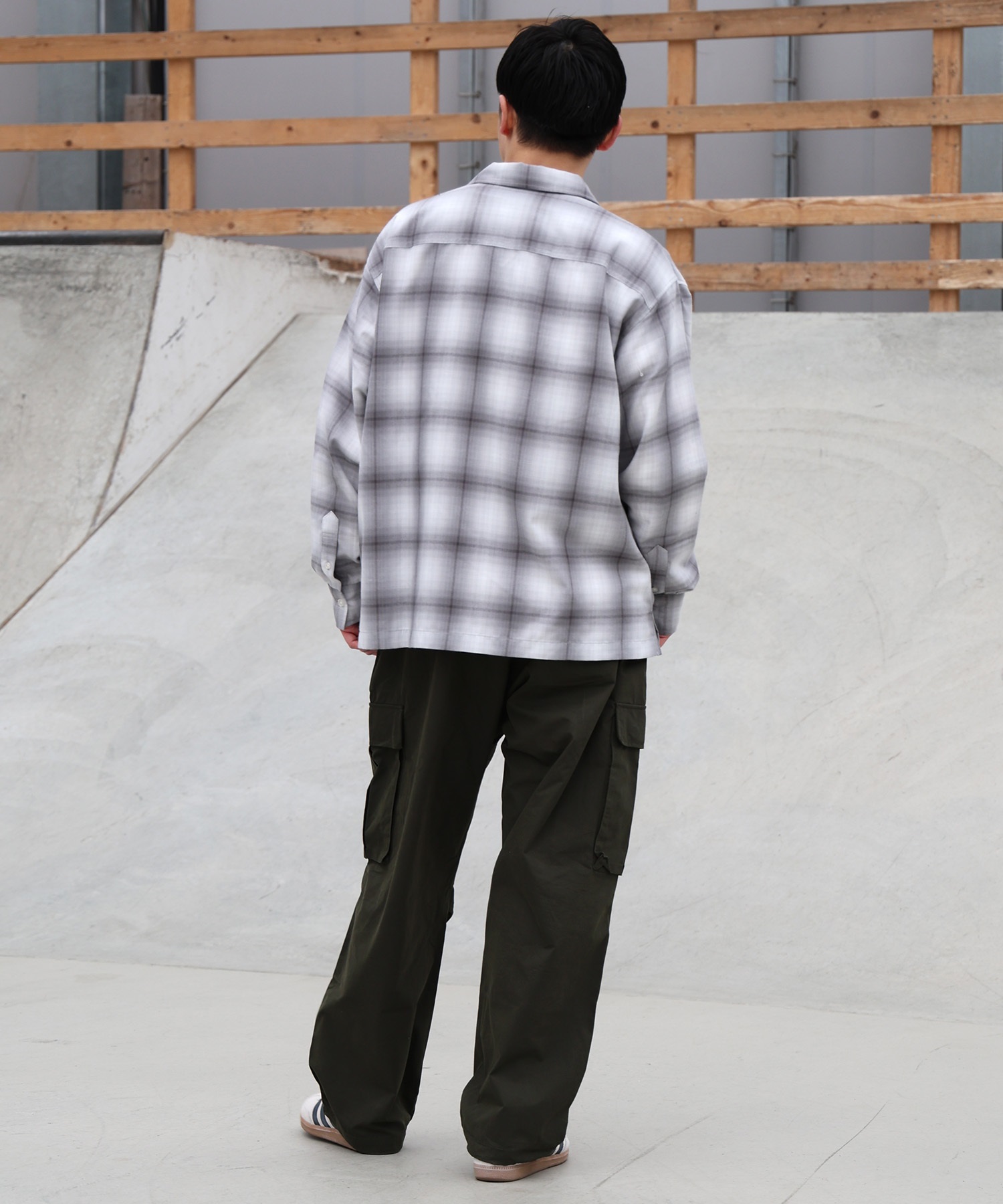 DEAR LAUREL ディアローレル 長袖 シャツ メンズ オンブレチェック 吸水速乾 DL26S-2601(BLK-M)