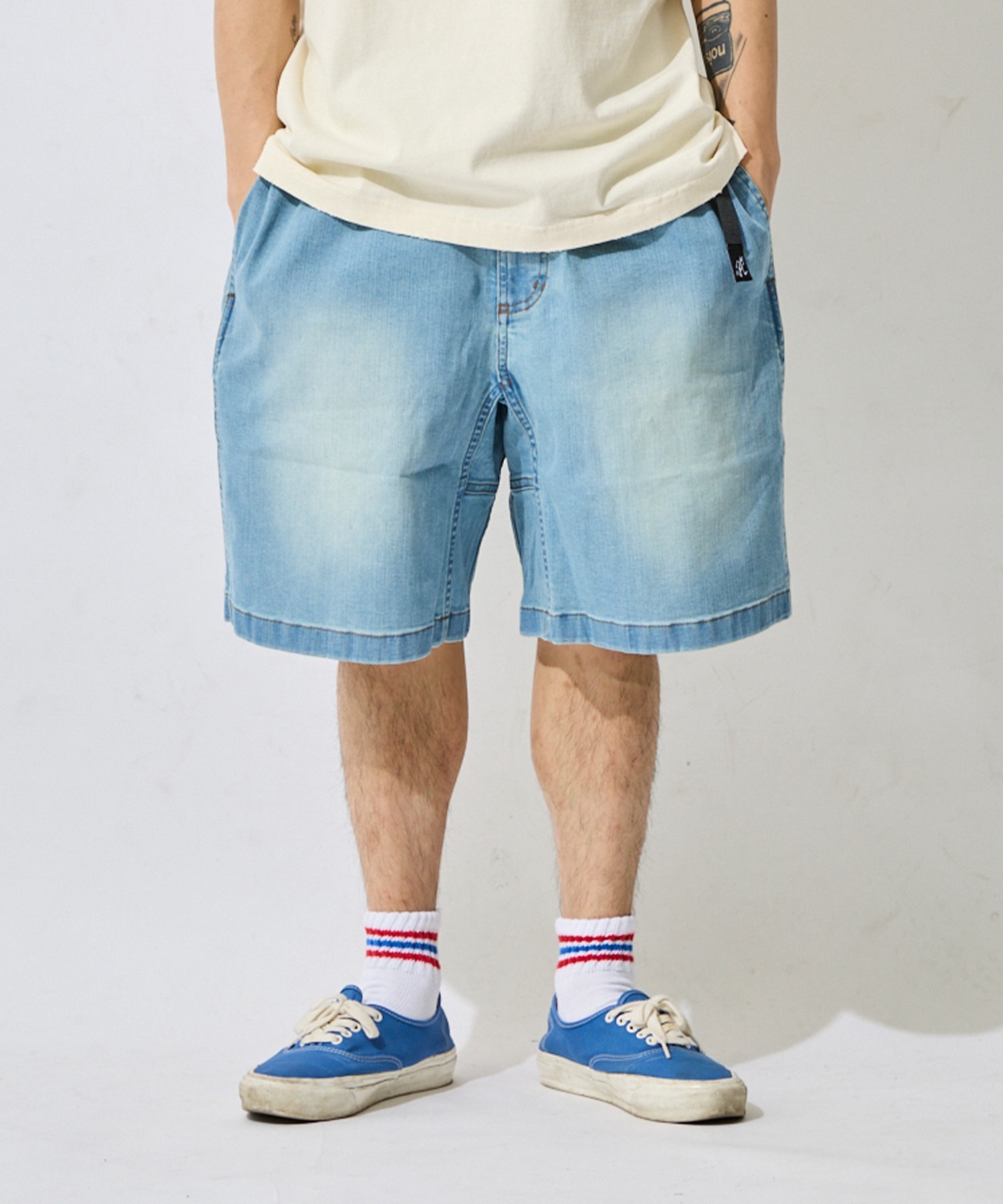 DEAR LAUREL ディアローレル ハーフパンツ ショートパンツ メンズ シンプル DENIM LOOSE SHORT GMP6-S2067(BLU-M)